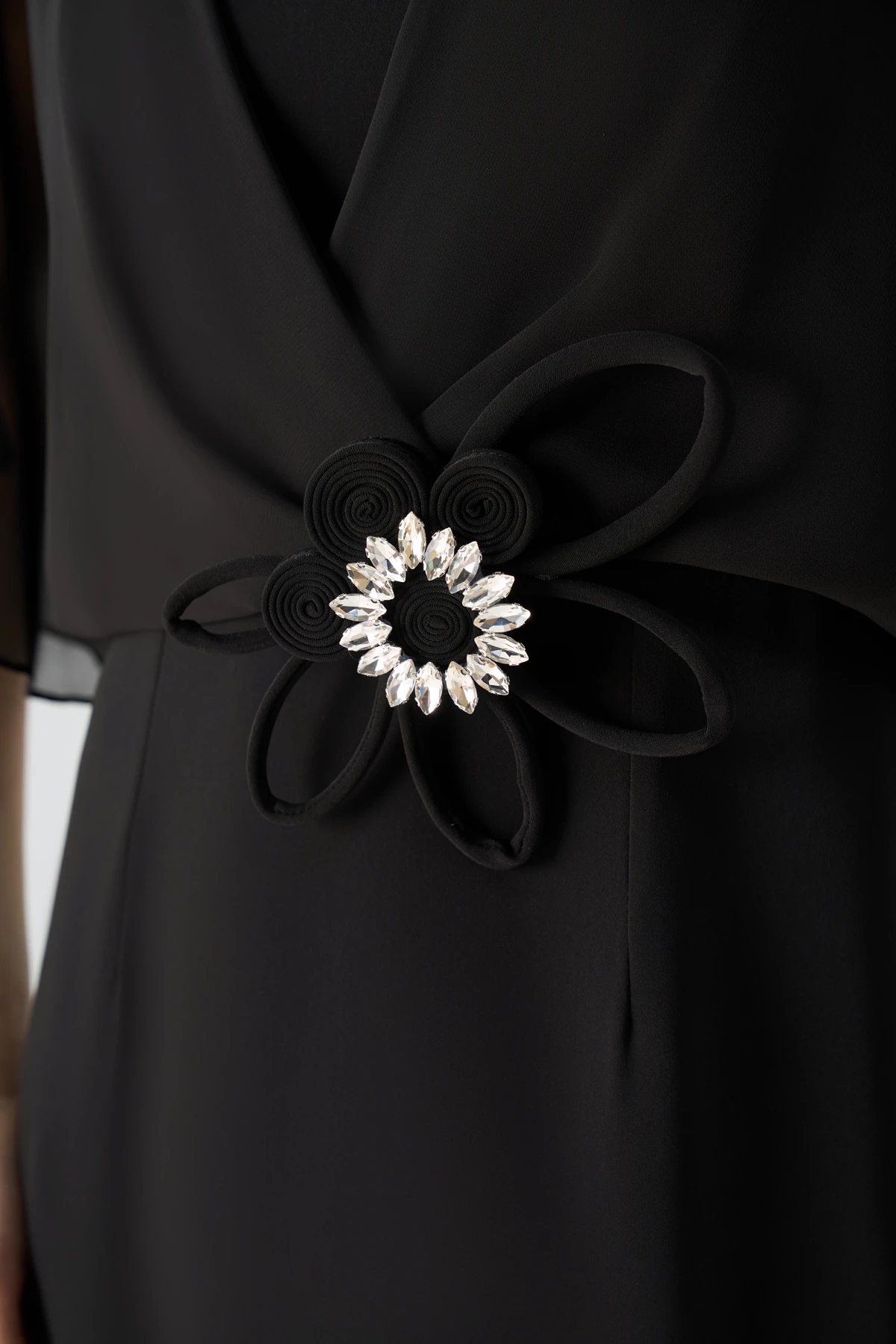 Şifon garnili yarasa kollu midi elbise EL-4353