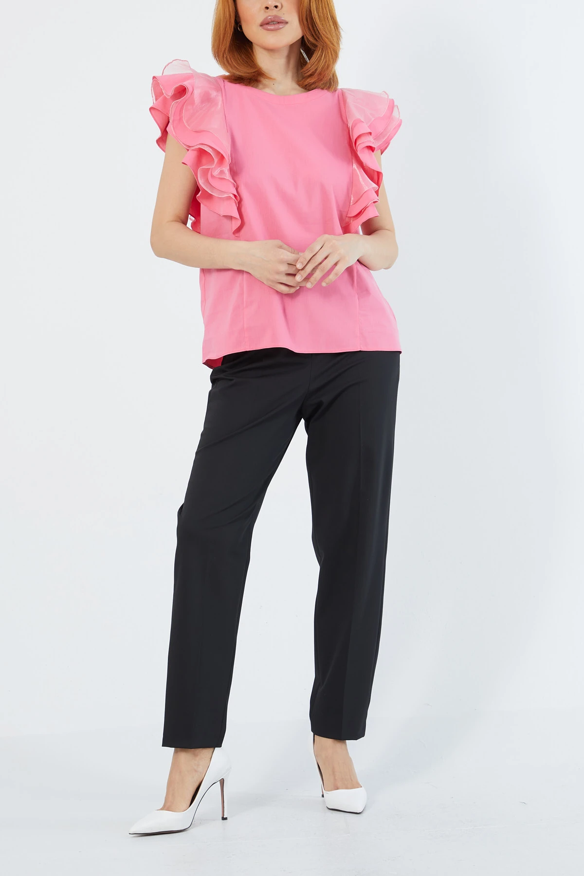 Organze volanlı bluz EL-1643