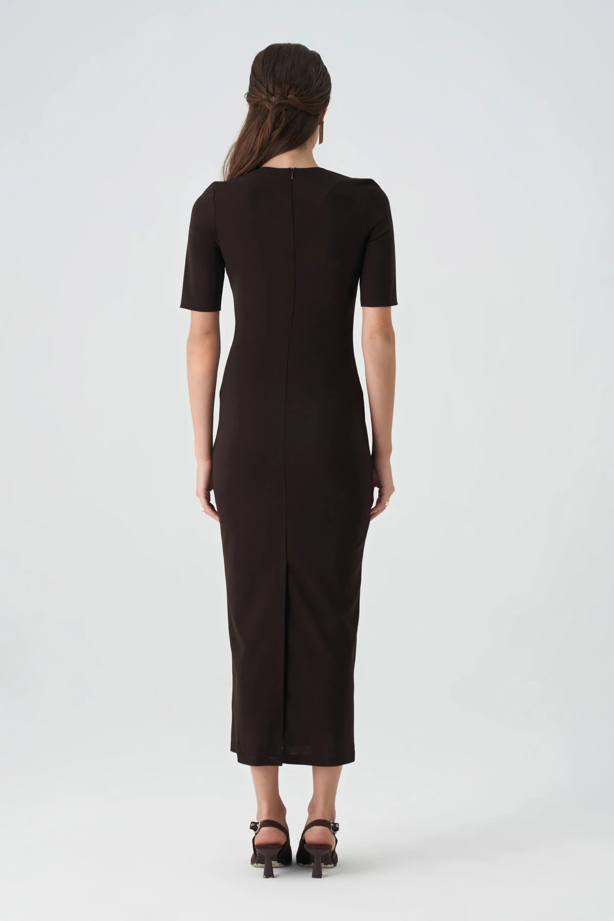 Kilit aksesuarlı örme elbise EL-4377