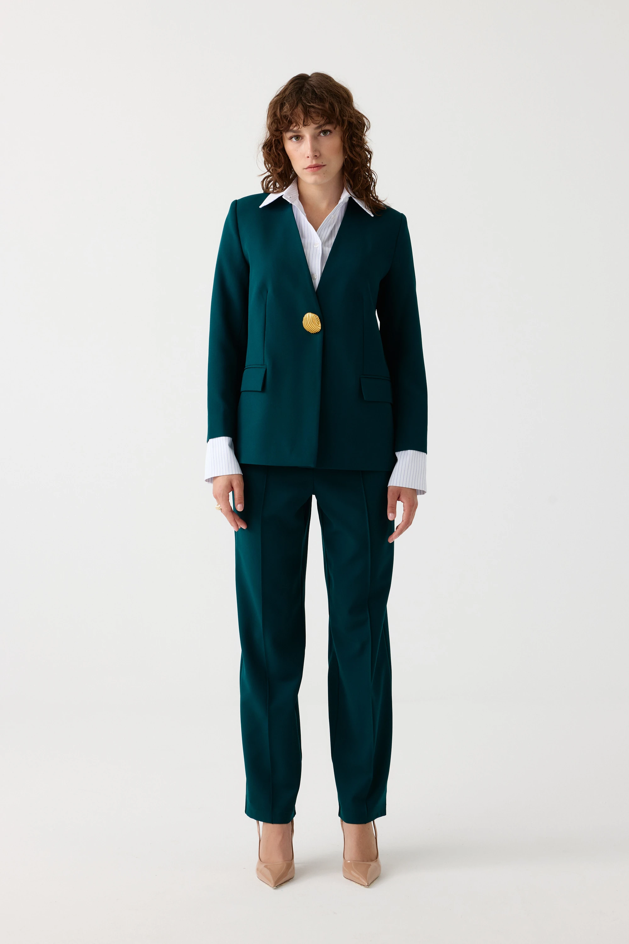 Çizgi garnili metal aksesuarlı takım EL-2707