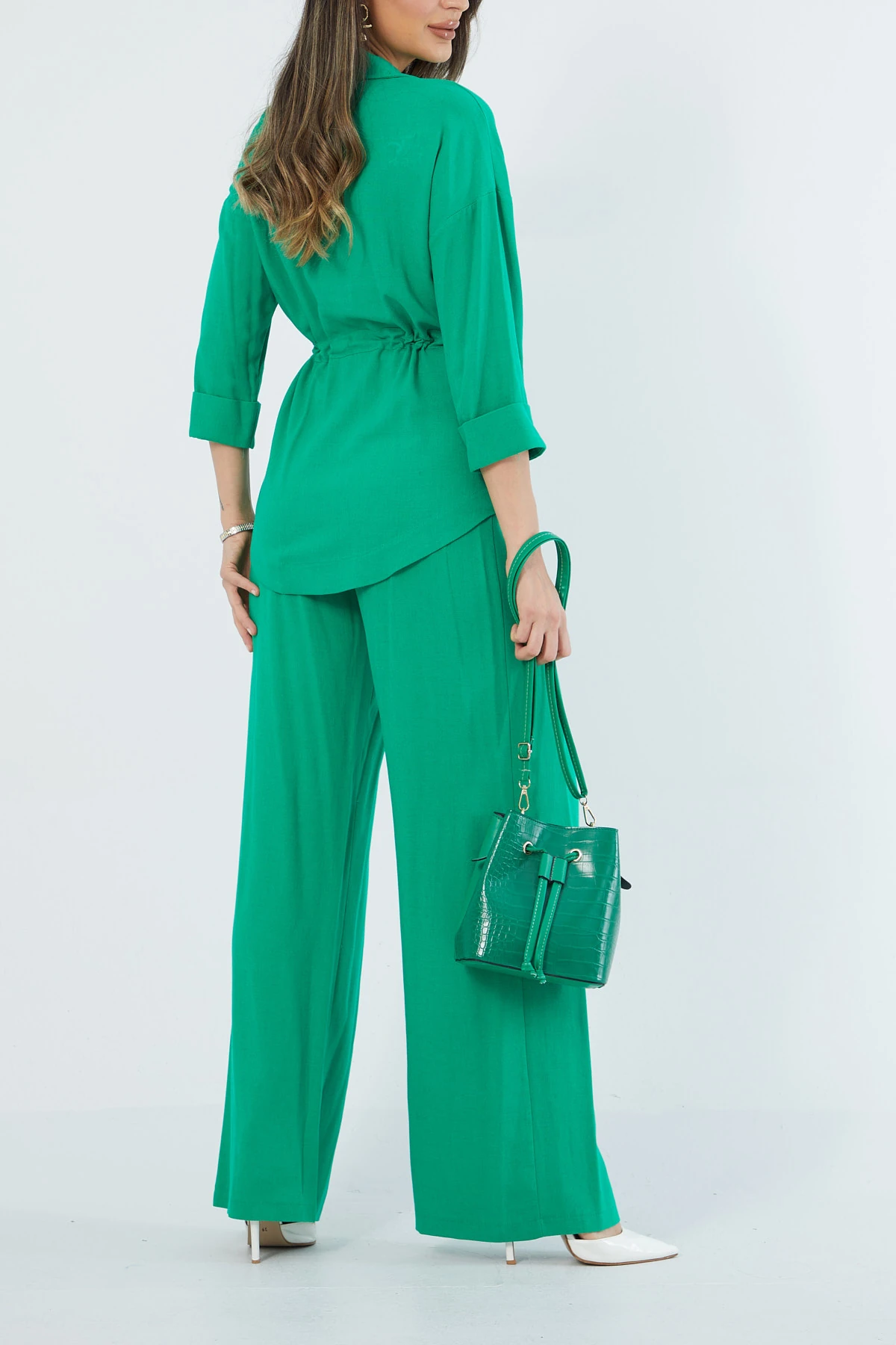 Düğmeli tencel takım EL-2241