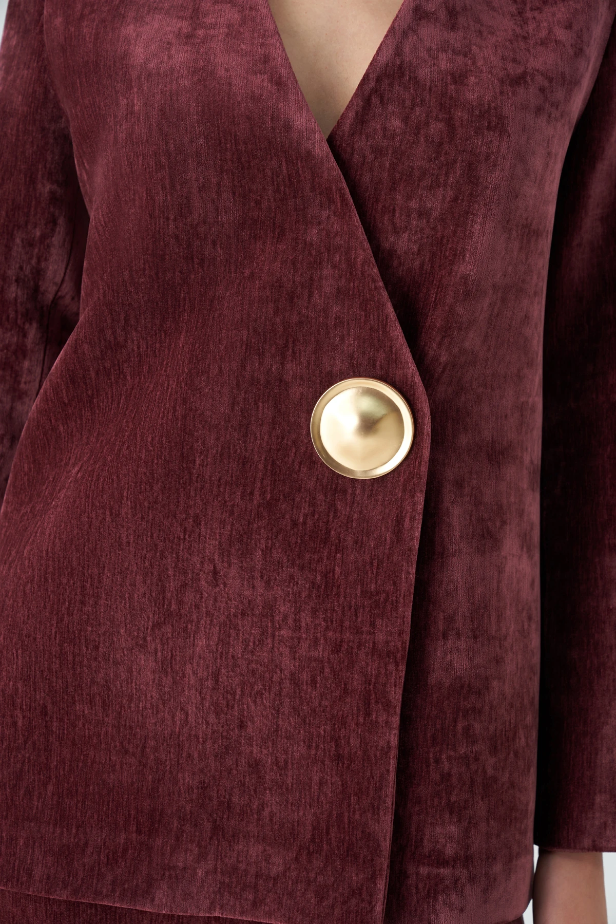 Kruvaze büyük düğmeli kadife takım EL-2775