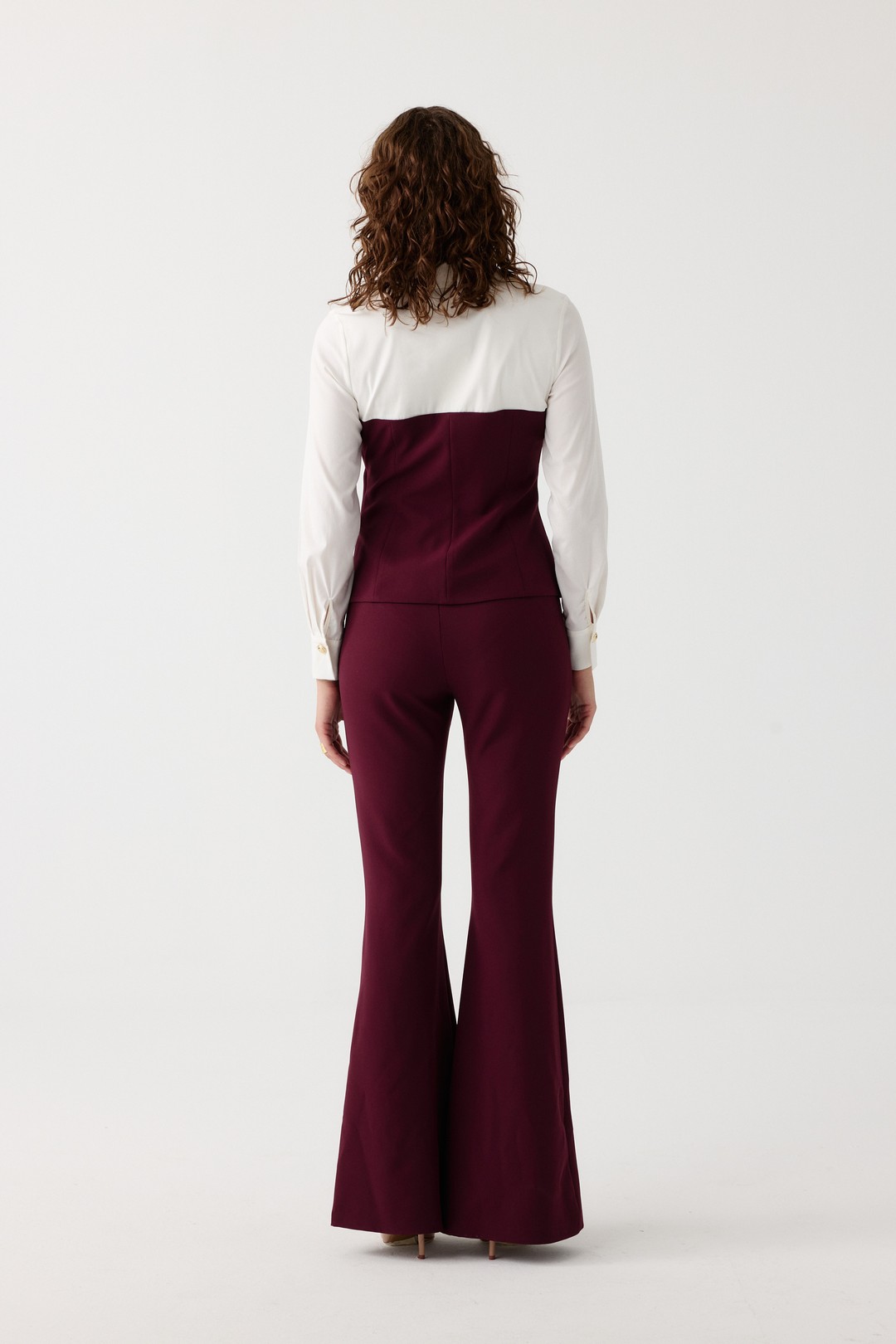 Poplin mix broşlu ikili takım EL-2702 - BORDO