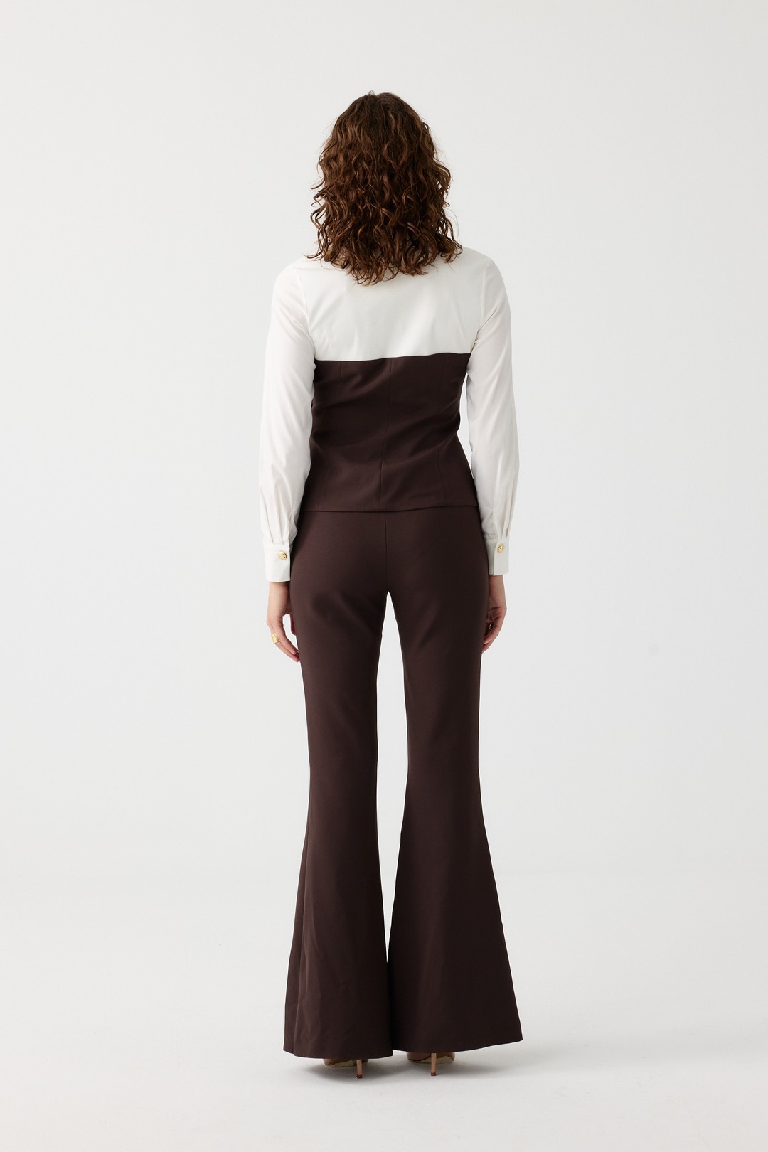 Poplin mix broşlu ikili takım EL-2702 - KAHVERENGİ