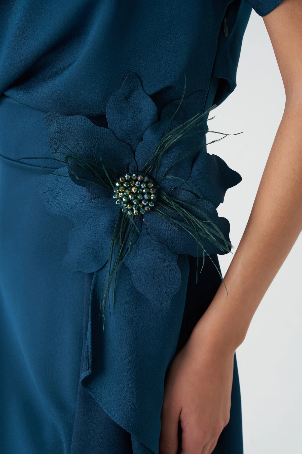 Drapeli saten elbise EL-4399