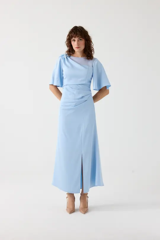 Asimetrik yaka elbise EL-4357