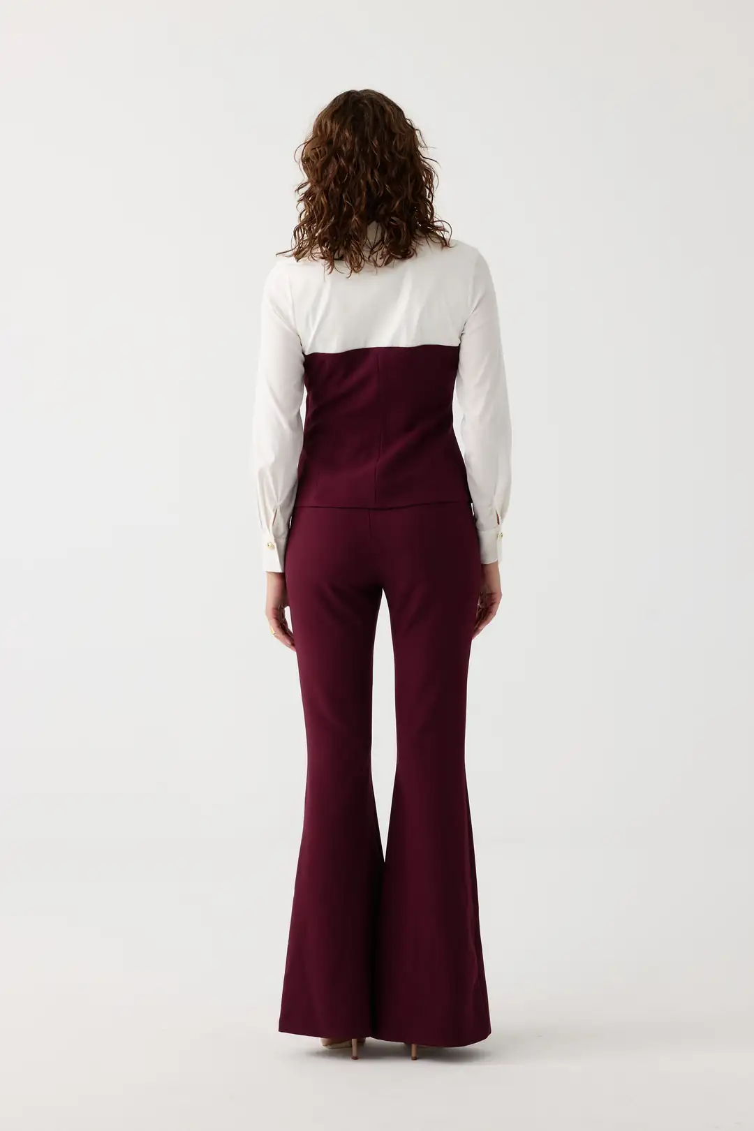 Poplin mix broşlu ikili takım EL-2702 - BORDO