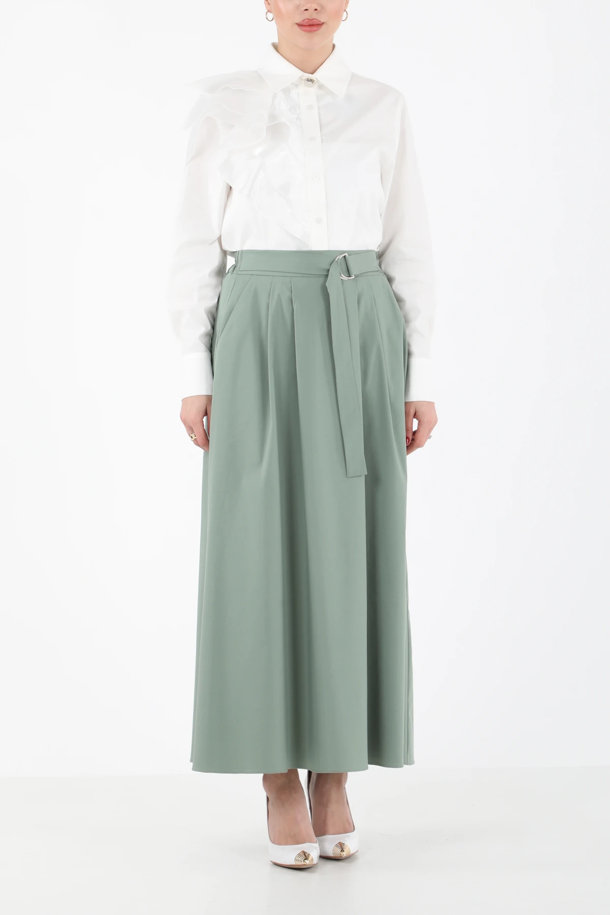 Metal aksesuarlı pileli etek EL-1194 - MİNT