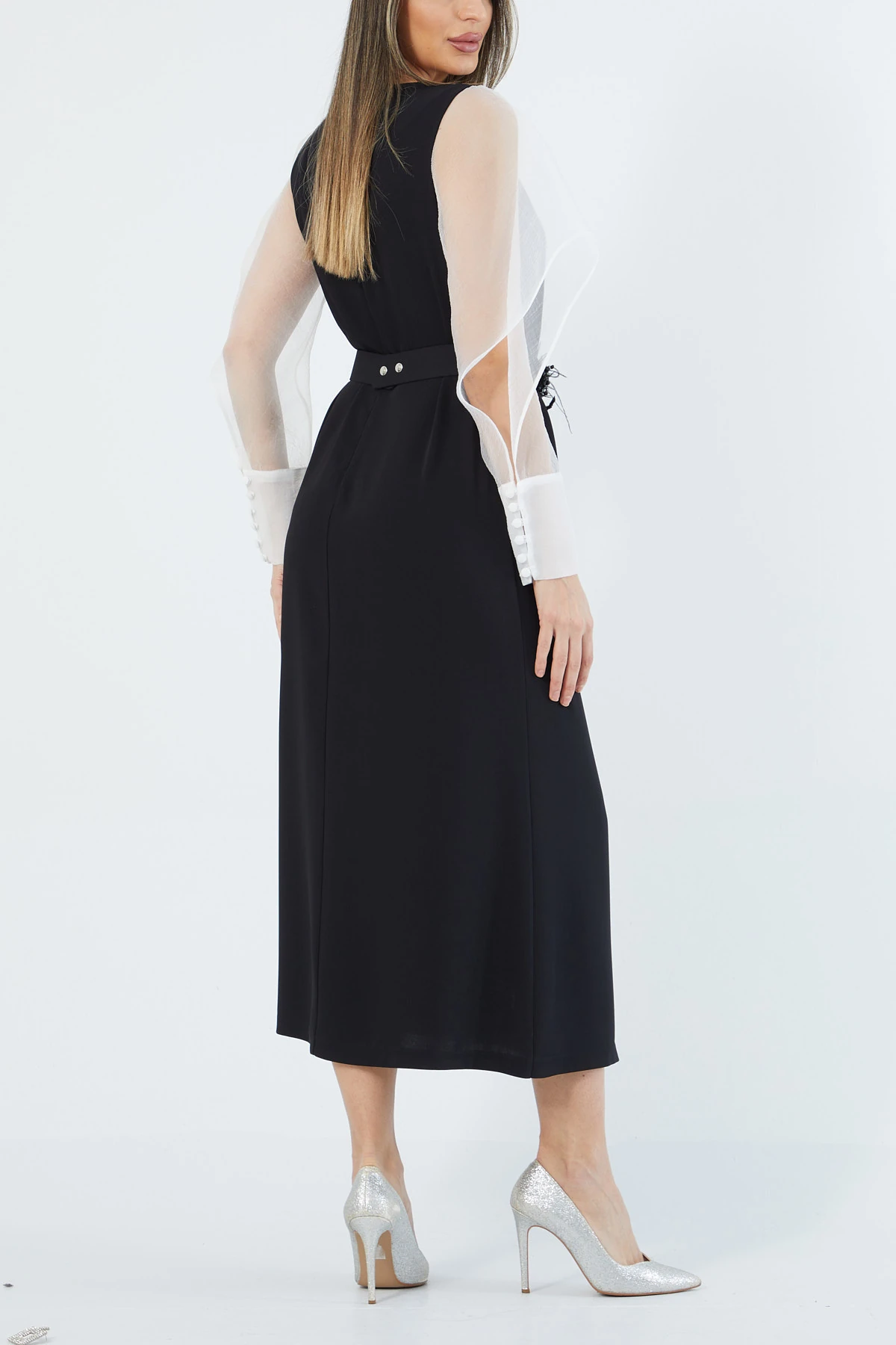 Organze mix özel aksesuarlı elbise EL-3542