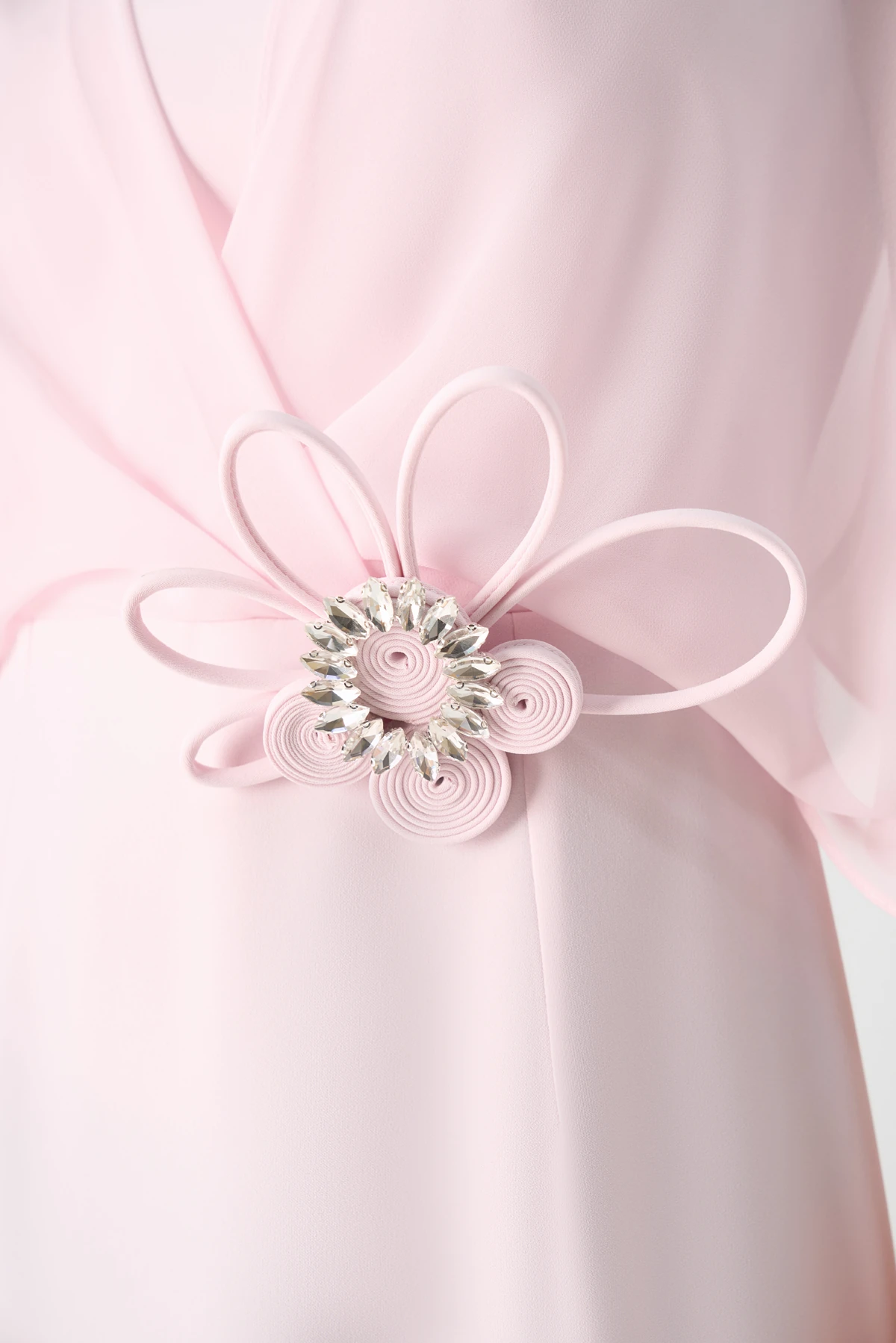 Şifon garnili yarasa kollu midi elbise EL-4353