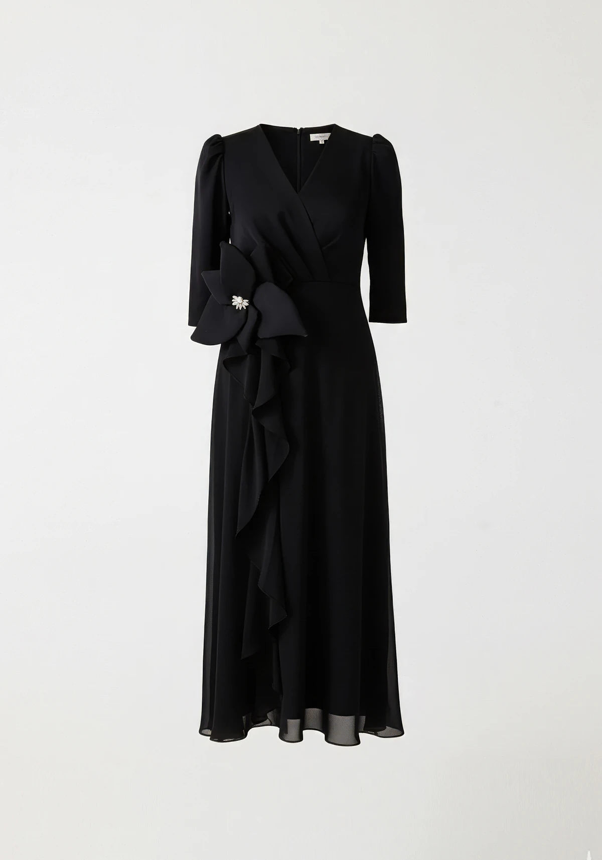 Çiçek aksesuarlı şık elbise EL-4361