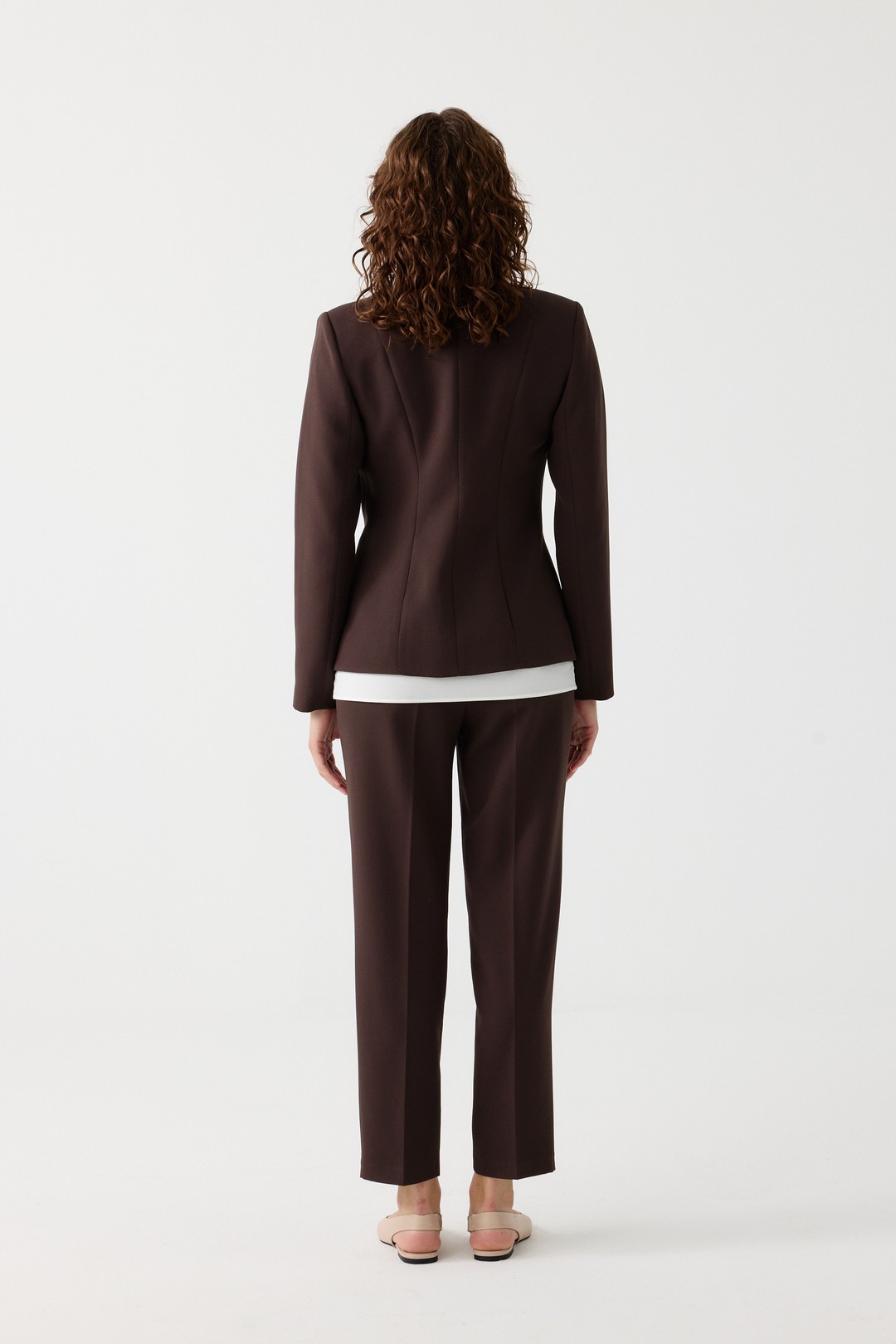 Poplin mix metal aksesuarlı takım EL-2700 - KAHVERENGİ
