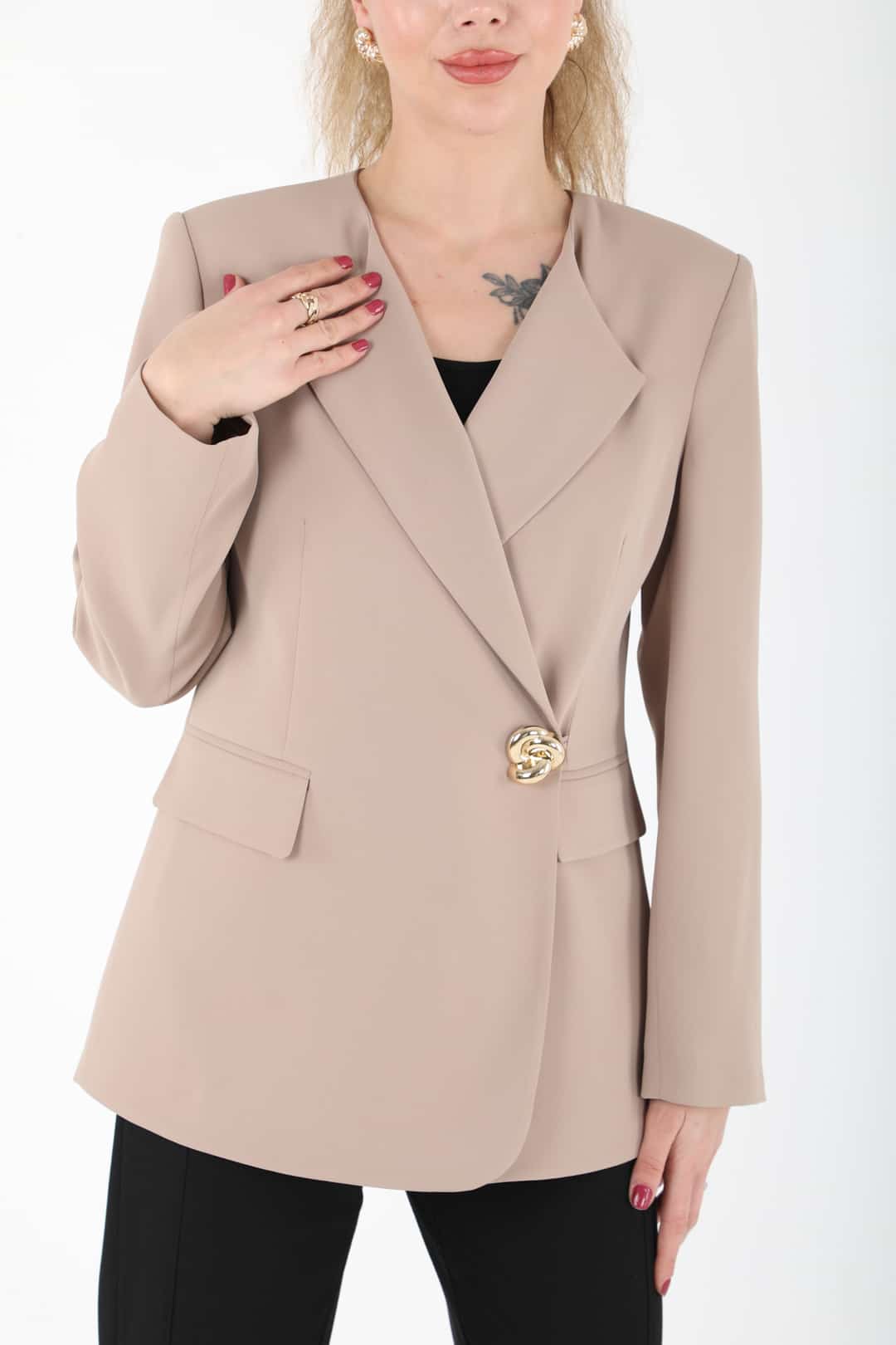 Tek düğmeli wrap ceket EL-1749