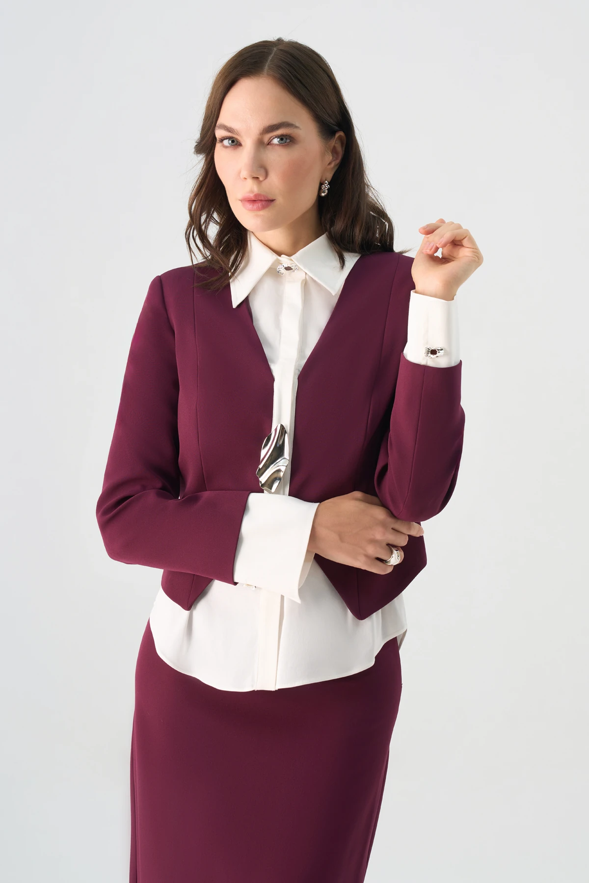 Gömlek yakalı ceketli ikili takım EL-2709