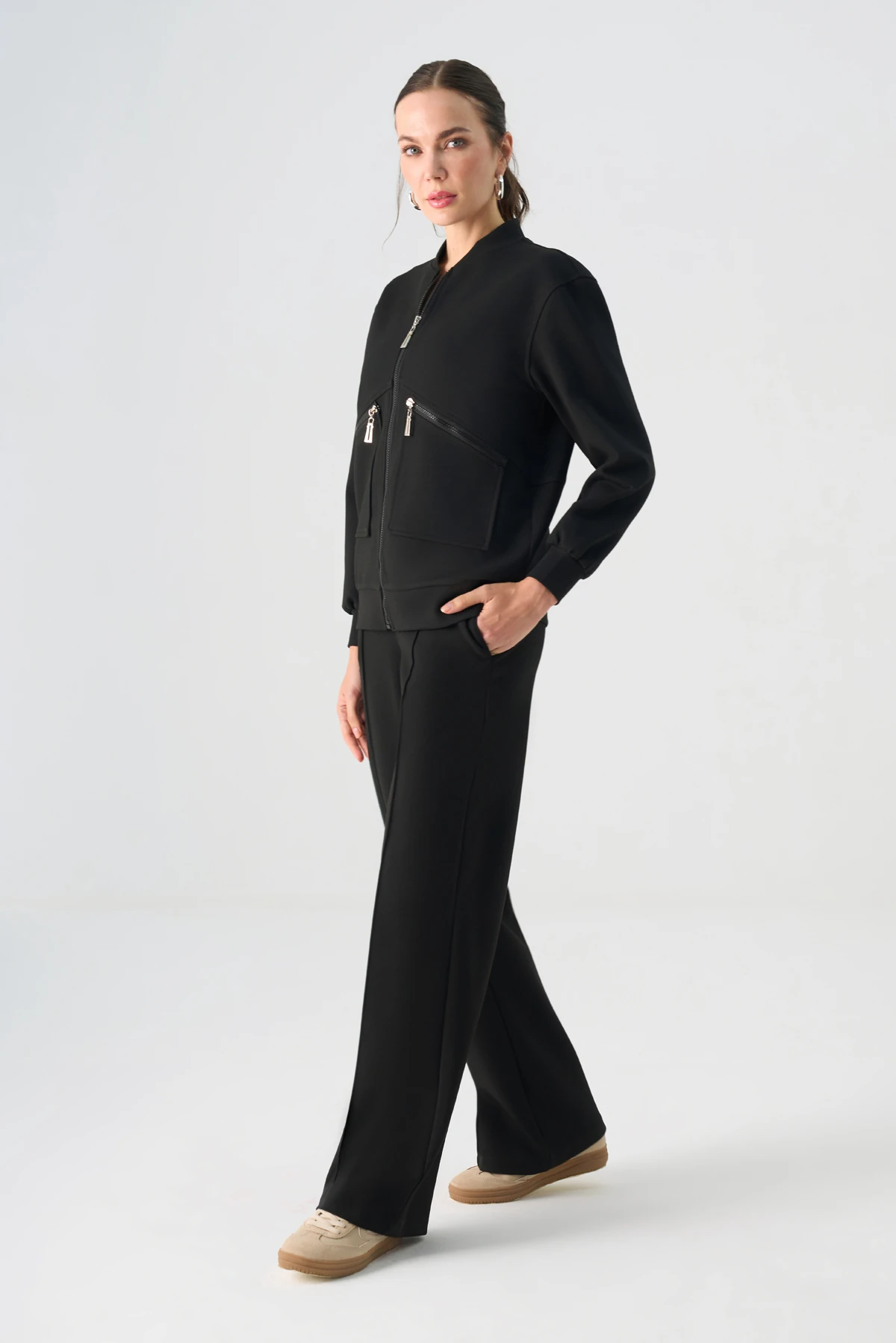 Fermuar detaylı scuba çelik takım EL-2732