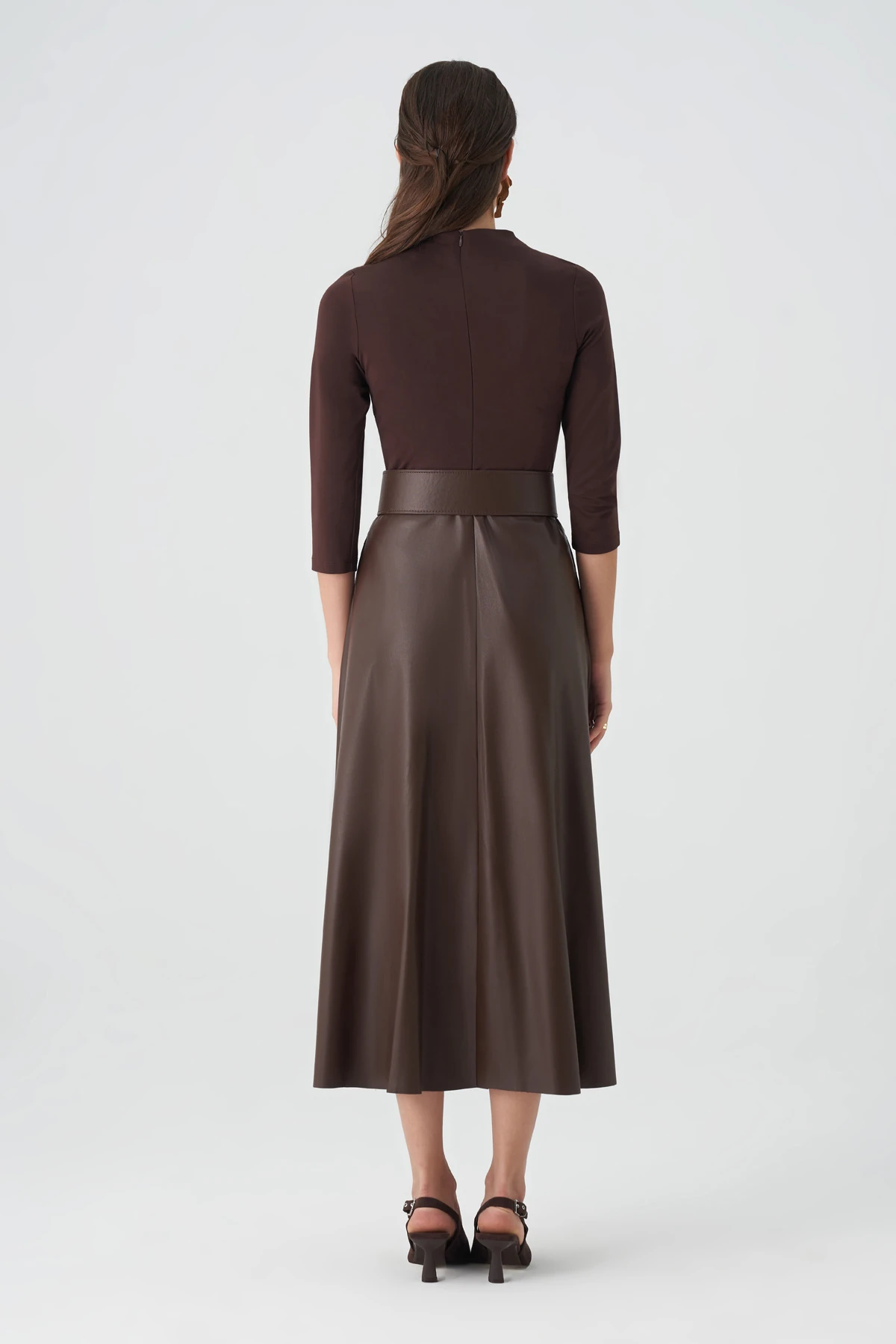 Örme garnili midi kloş elbise EL-4422