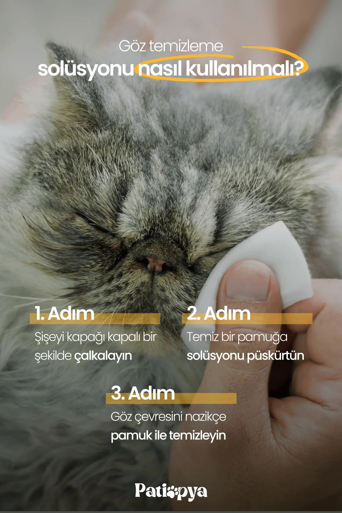 Kedi Göz Çevresi Gözyaşı Lekesi Temizleme Solüsyonu Papatya Özlü