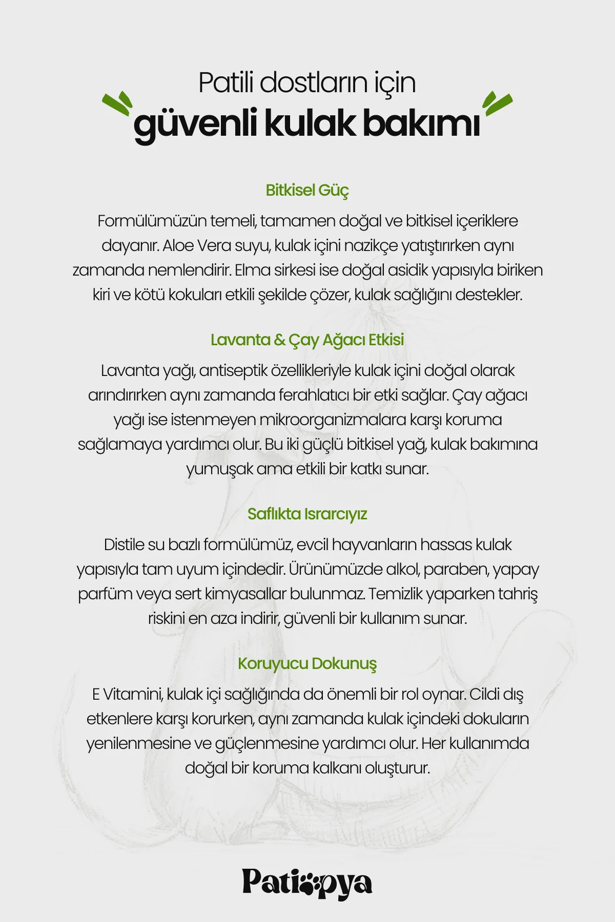 Kedi ve Köpekler İçin Kulak Temizleme Solüsyonu Aloe Vera Özlü 120ml