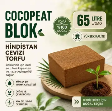 Sıkıştırılmış Cocopeat (Kokopit) Hindistan Cevizi Torfu 4-5 Kg / 65 Lt