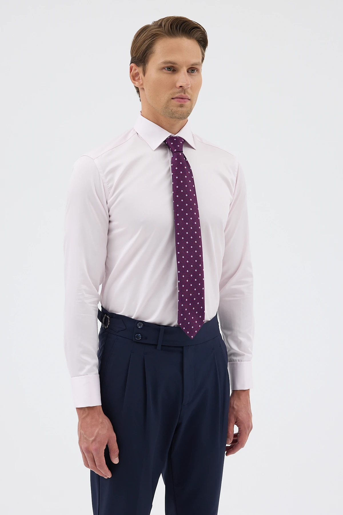 Çift Manşetli Comfort Fit Erkek Gömlek - Pembe