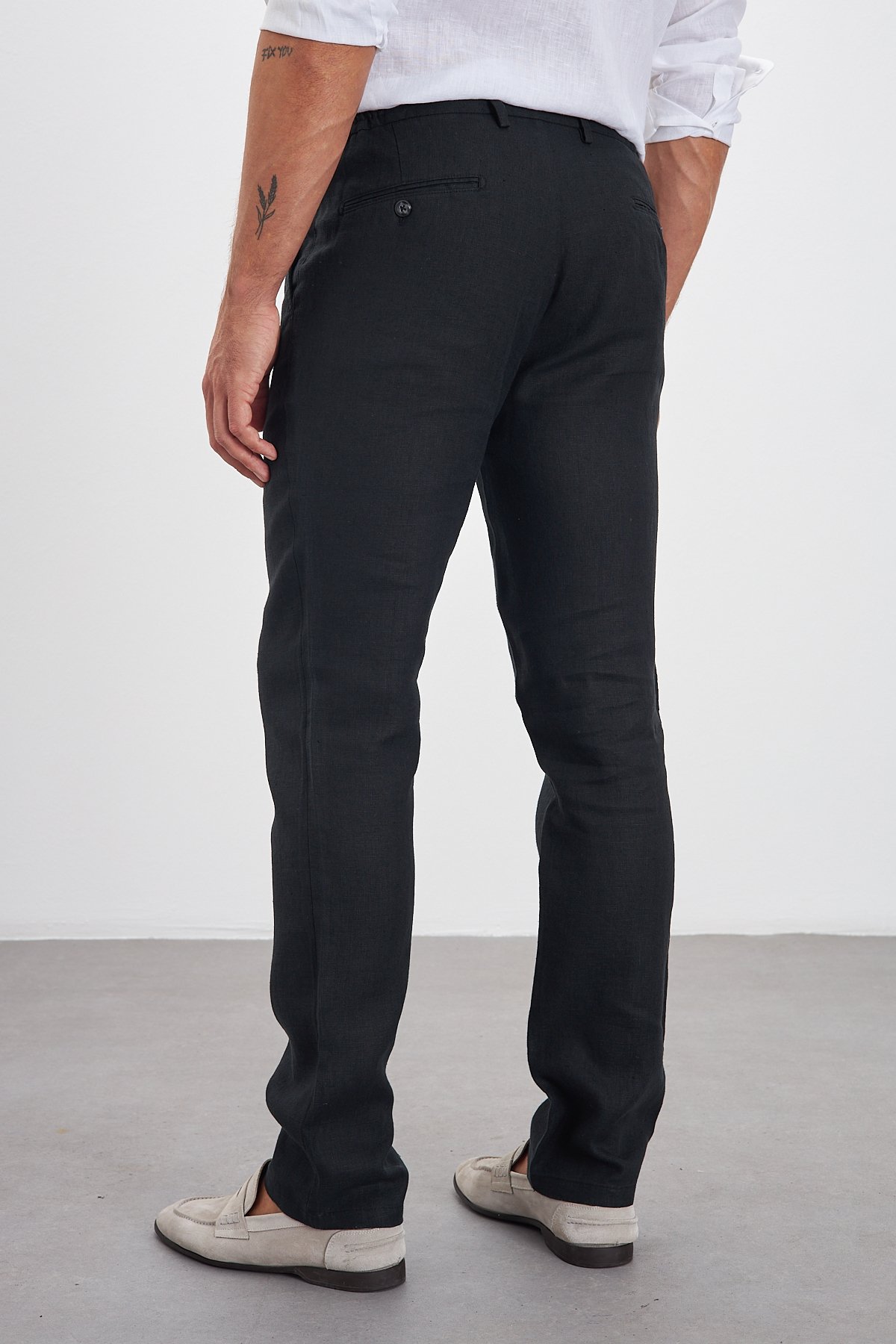 100% Keten Jogger Erkek Pantolon - Siyah