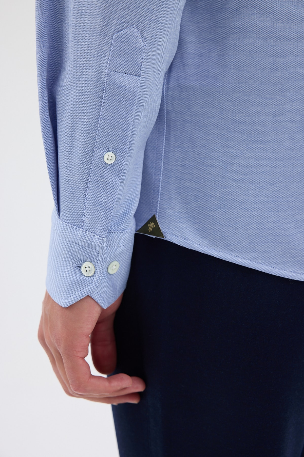 Örme %100 Pamuk Comfort Fit Erkek Gömlek - Mavi
