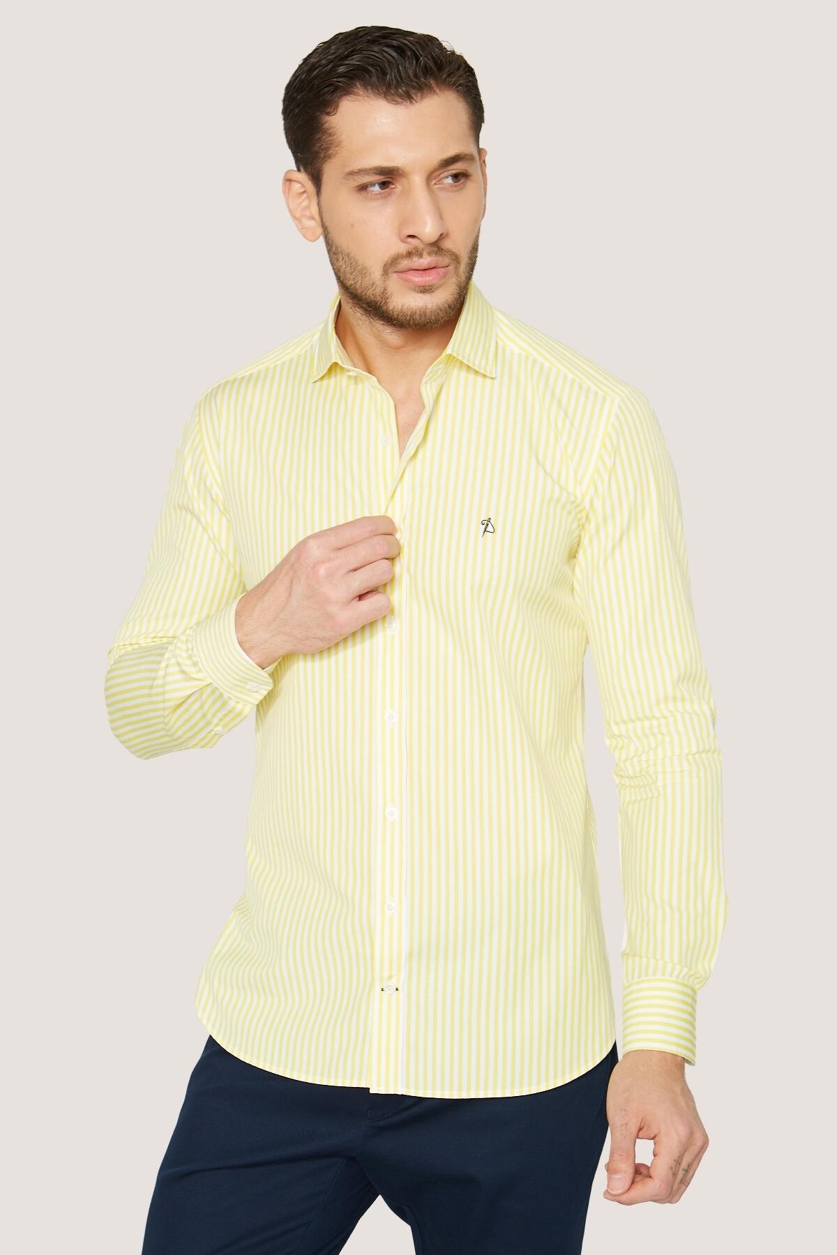 Çizgili Spor Gömlek Slim Fit
