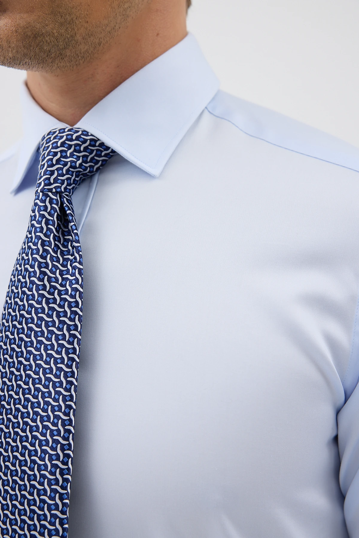 Çift Manşetli Comfort Fit Erkek Gömlek - Açık Mavi