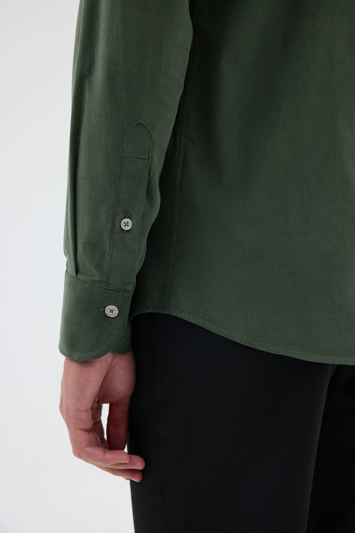 Kadife Yaka Düğmeli %100 Pamuk Comfort Fit Erkek Gömlek - Haki