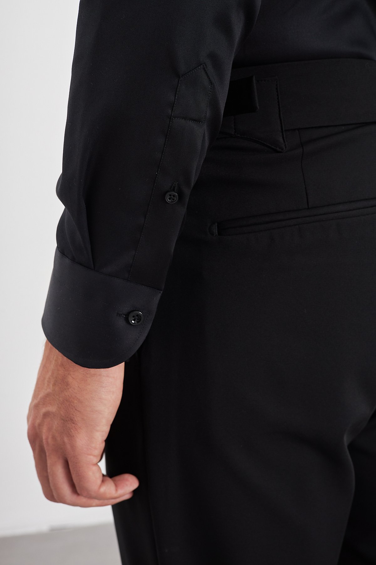 Ütü Gerektirmeyen %100 Pamuk Non Iron Klasik Yaka Saten Erkek Gömlek - Siyah