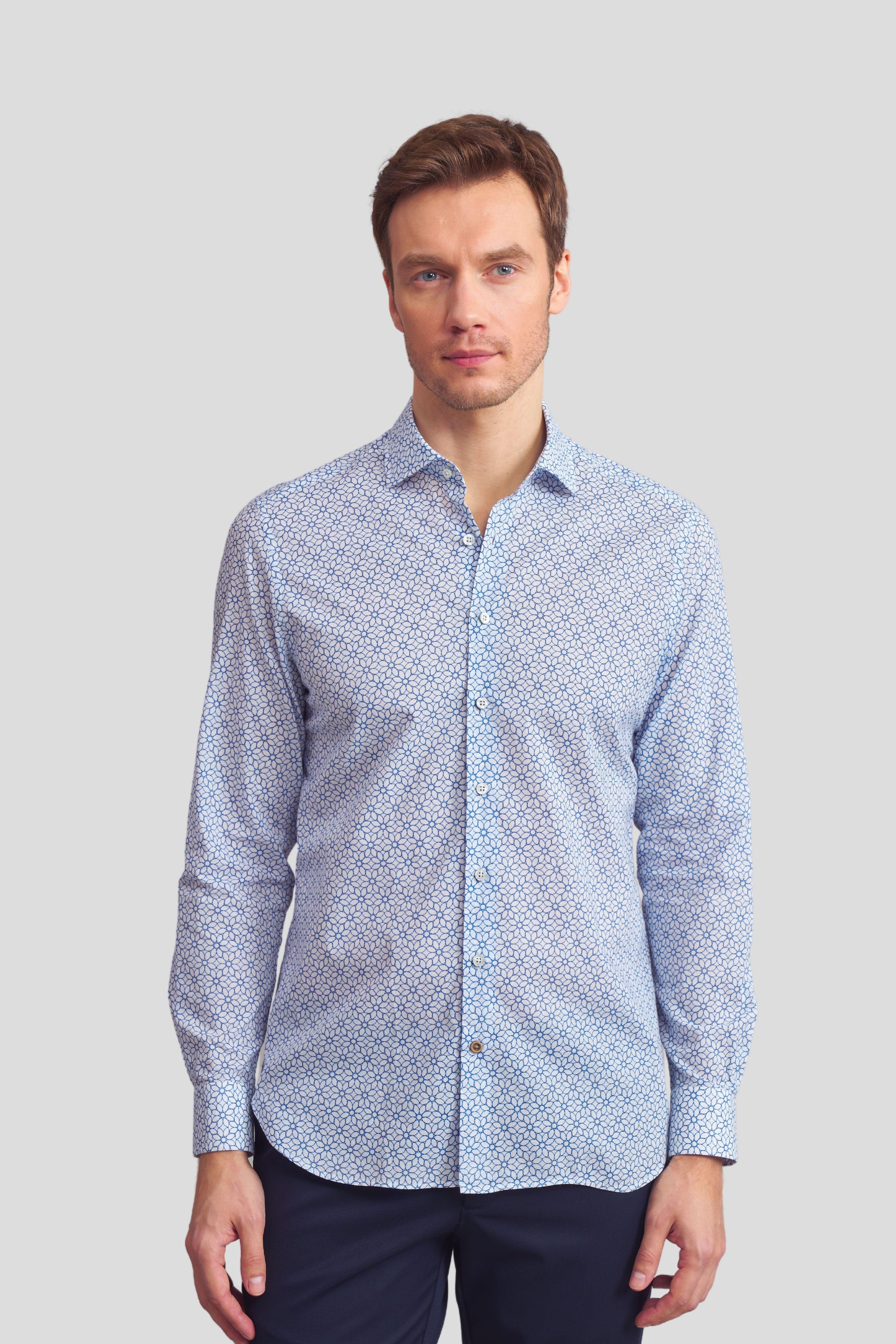 Desenli Comfort Fit Keten Gömlek