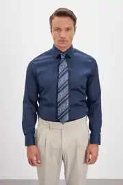 Ütü Gerektirmeyen %100 Pamuk Non Iron Klasik Yaka Saten Erkek Gömlek