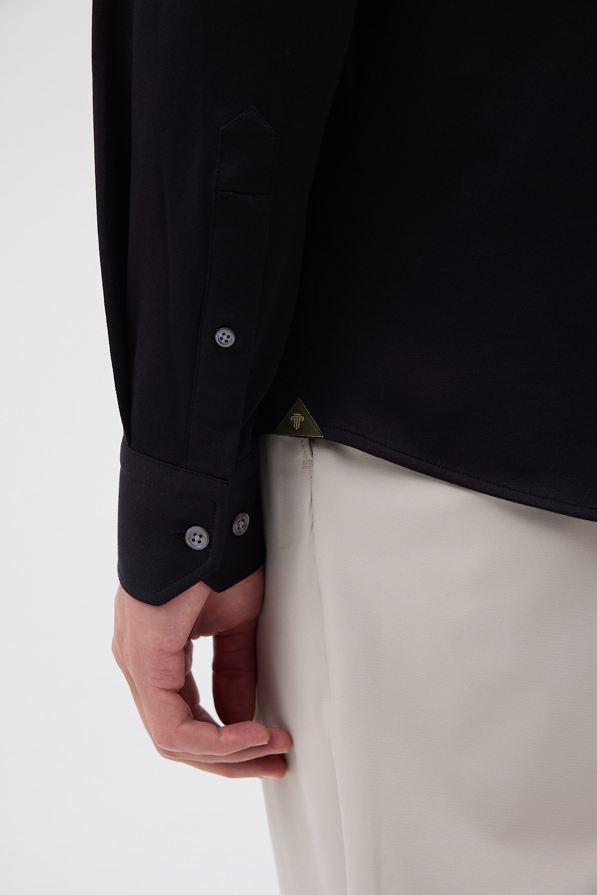 Örme %100 Pamuk Comfort Fit Erkek Gömlek - Siyah