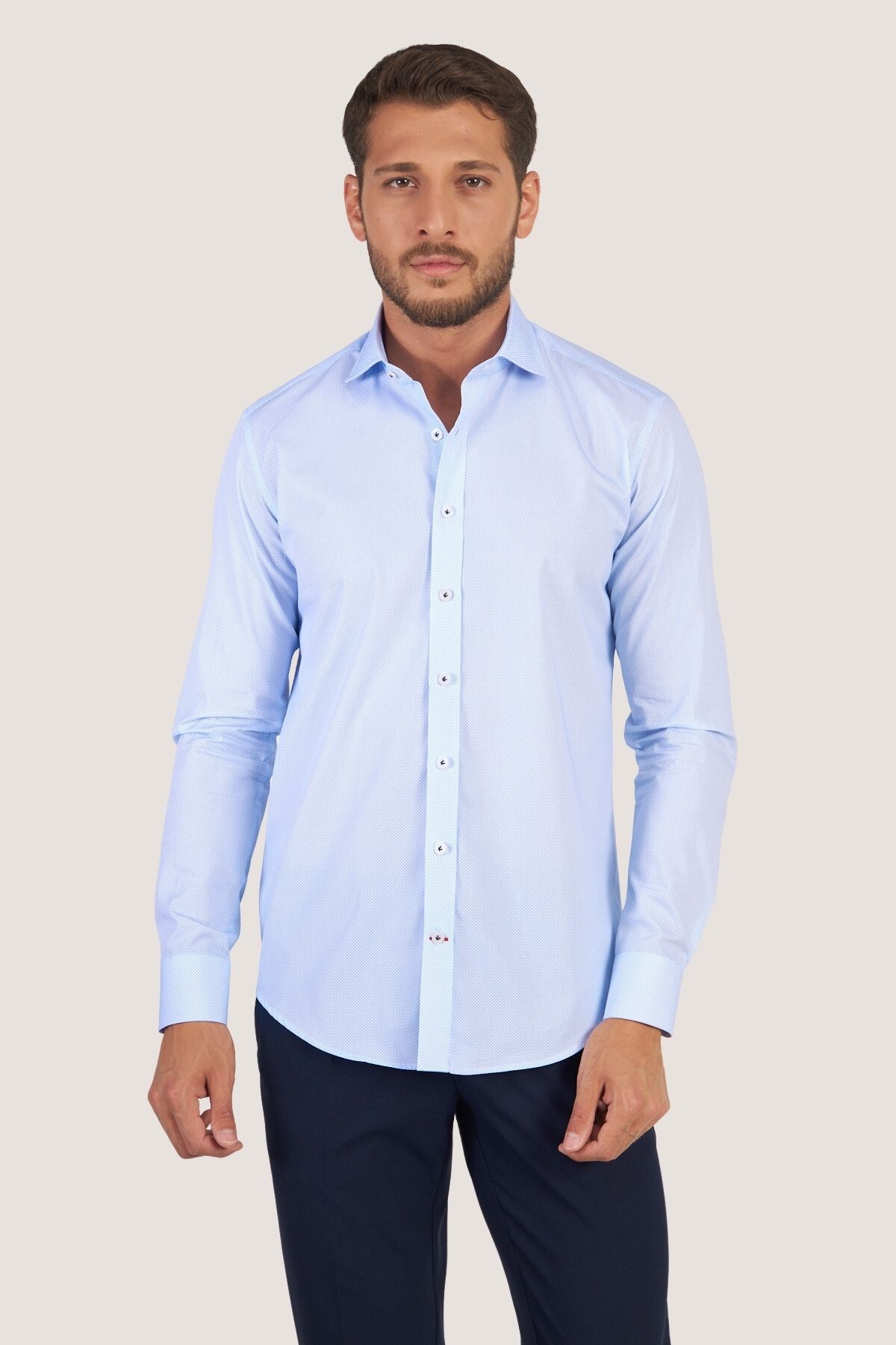 Klasik Desenli Slim Fit Gömlek