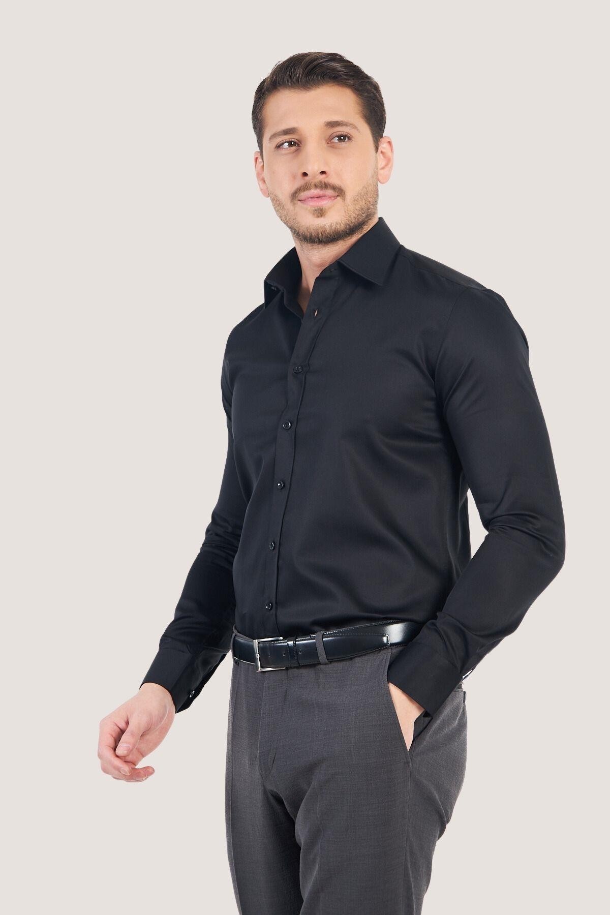 Klasik Slim Fit Gömlek - Siyah