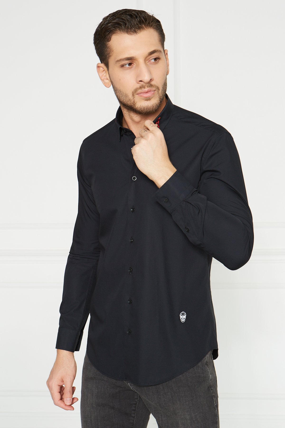 Nakışlı Slim Fit Spor Gömlek