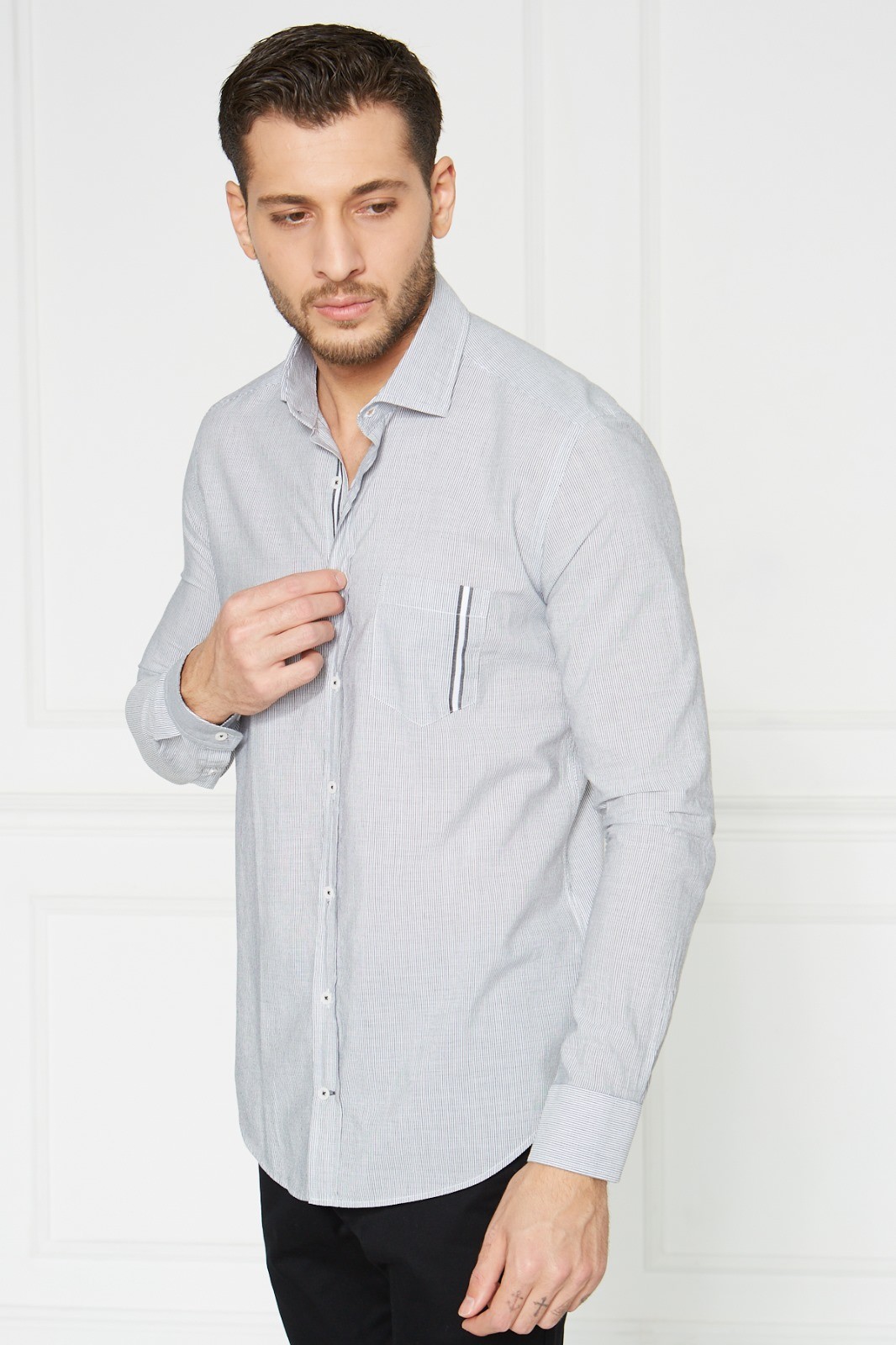 Çizgili Slim Fit Casual Gömlek