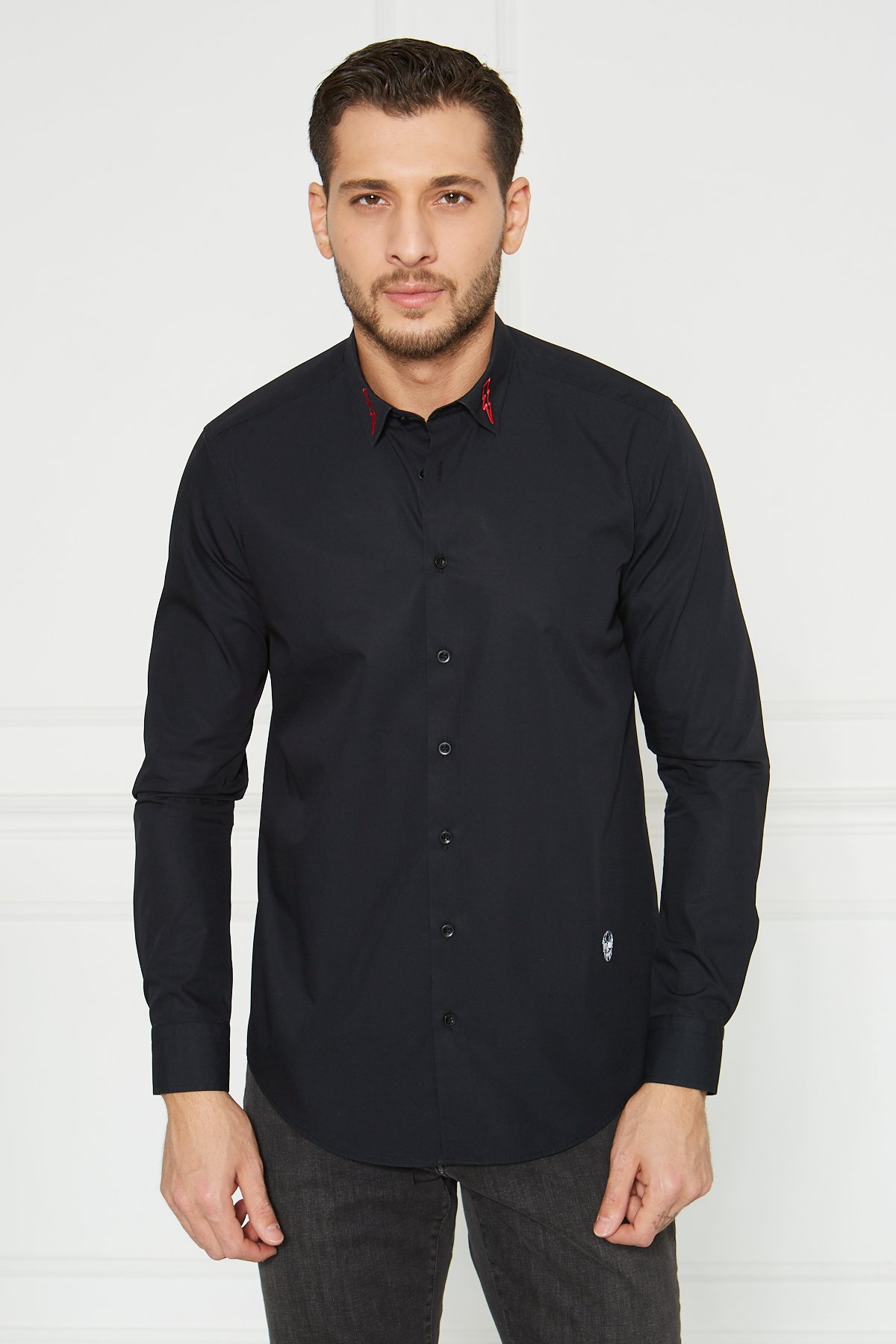 Nakışlı Slim Fit Spor Gömlek