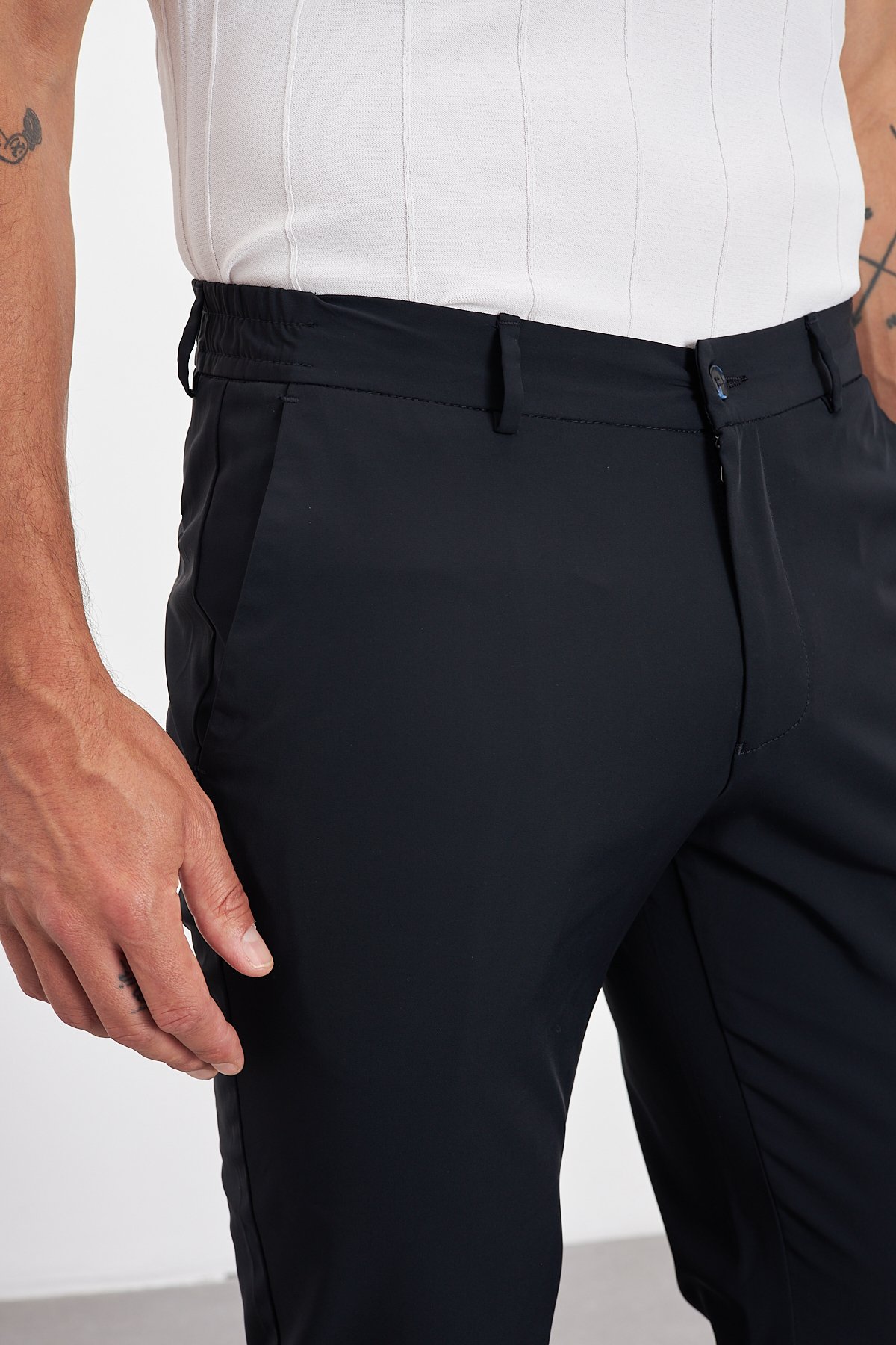 Teknik Kumaş Beş Cep Erkek Pantolon - Lacivert