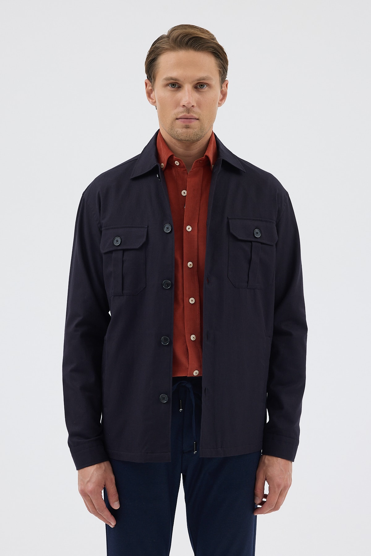 Siyah Cepli Tailored Fit Erkek Gömlek Ceket