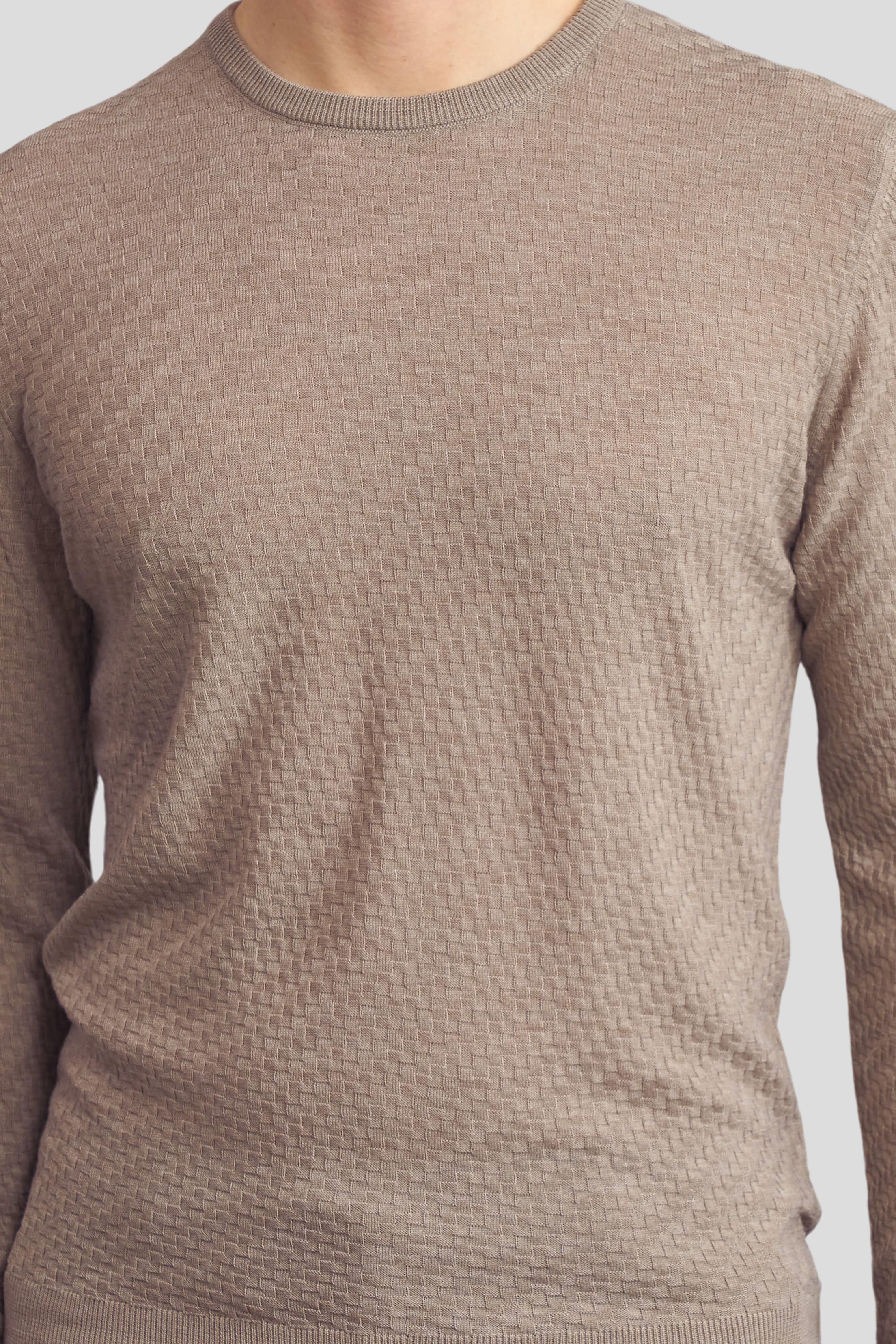 Örgü Desenli Yün Erkek Kazak - Petrol