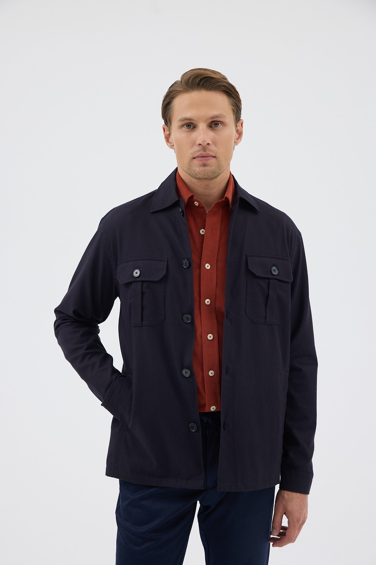 Siyah Cepli Tailored Fit Erkek Gömlek Ceket