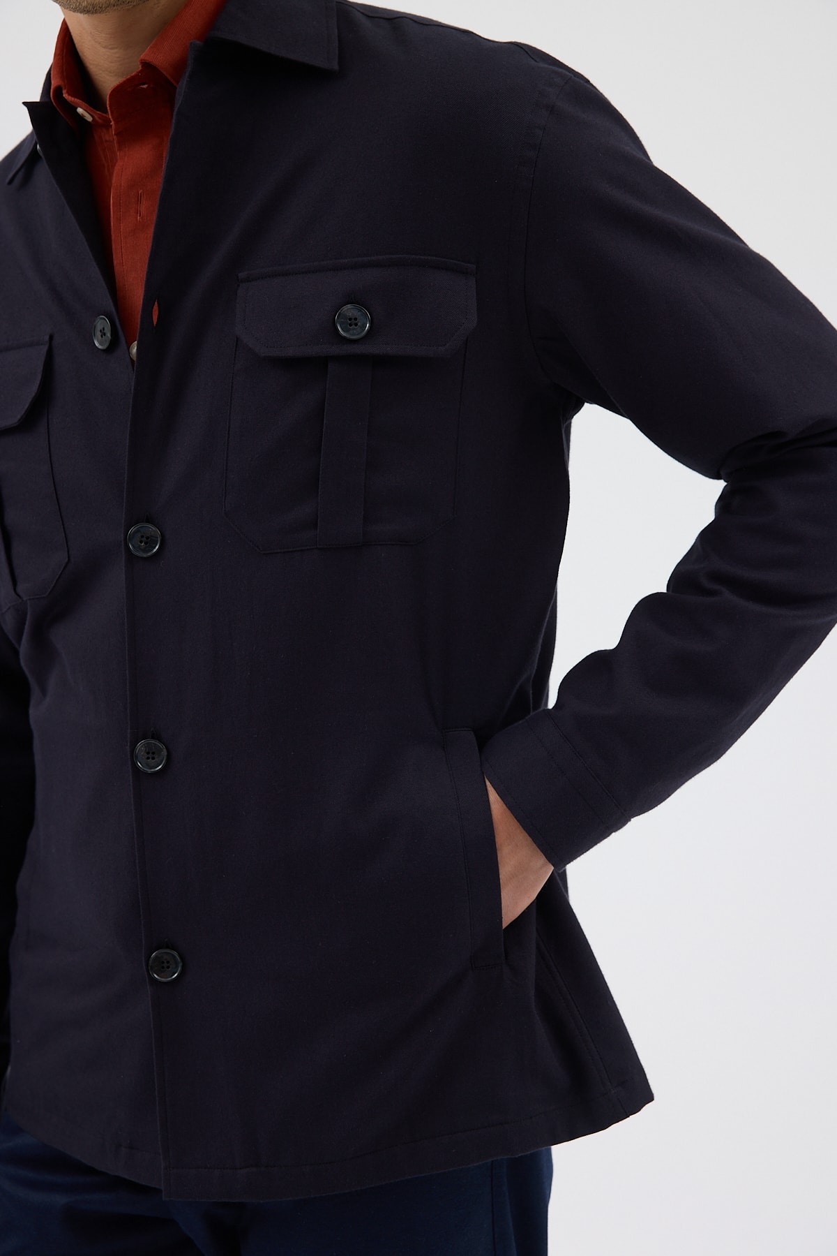 Siyah Cepli Tailored Fit Erkek Gömlek Ceket