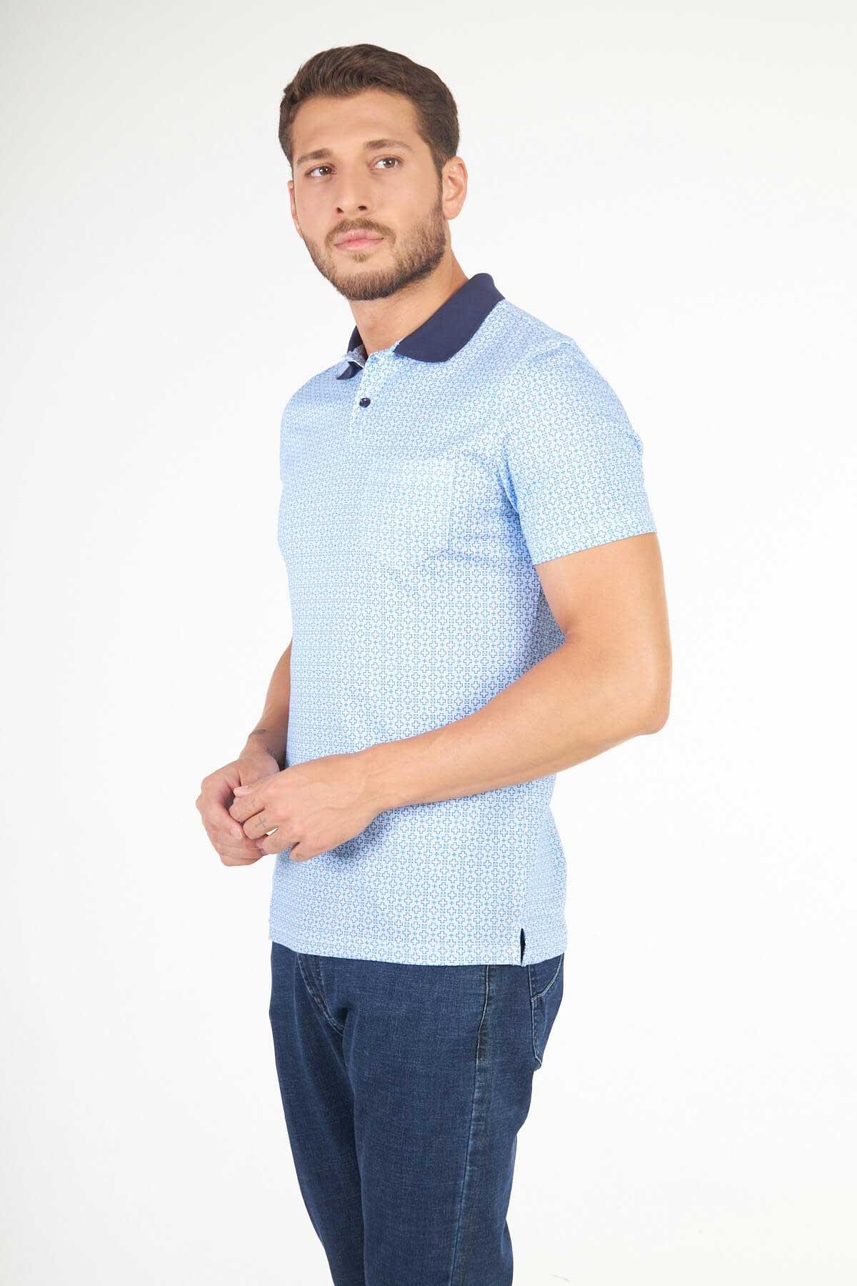 Polo Yaka Cepli Slim Fit T-Shirt - Mavi-Lacivert