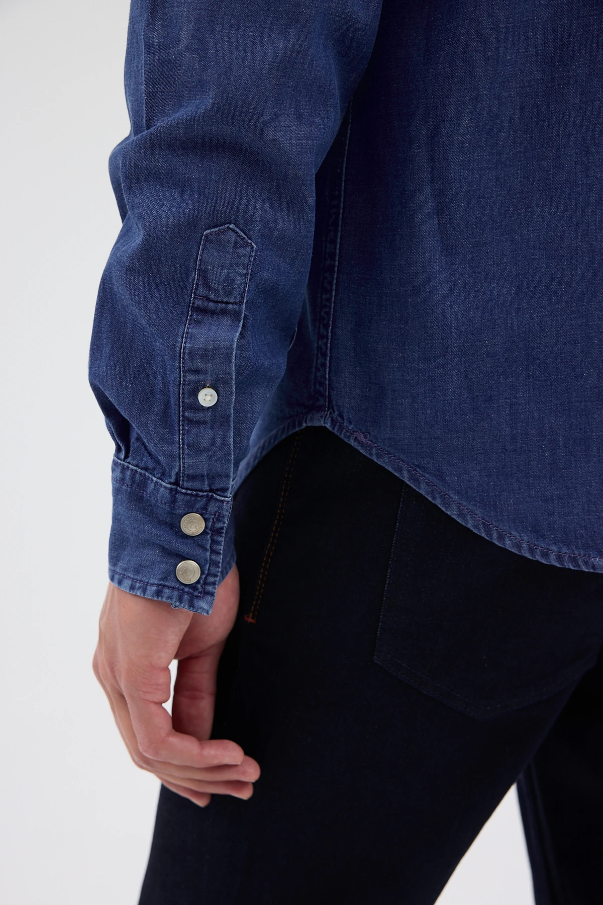 Çift Cepli Kot Gömlek - Koyu Mavi