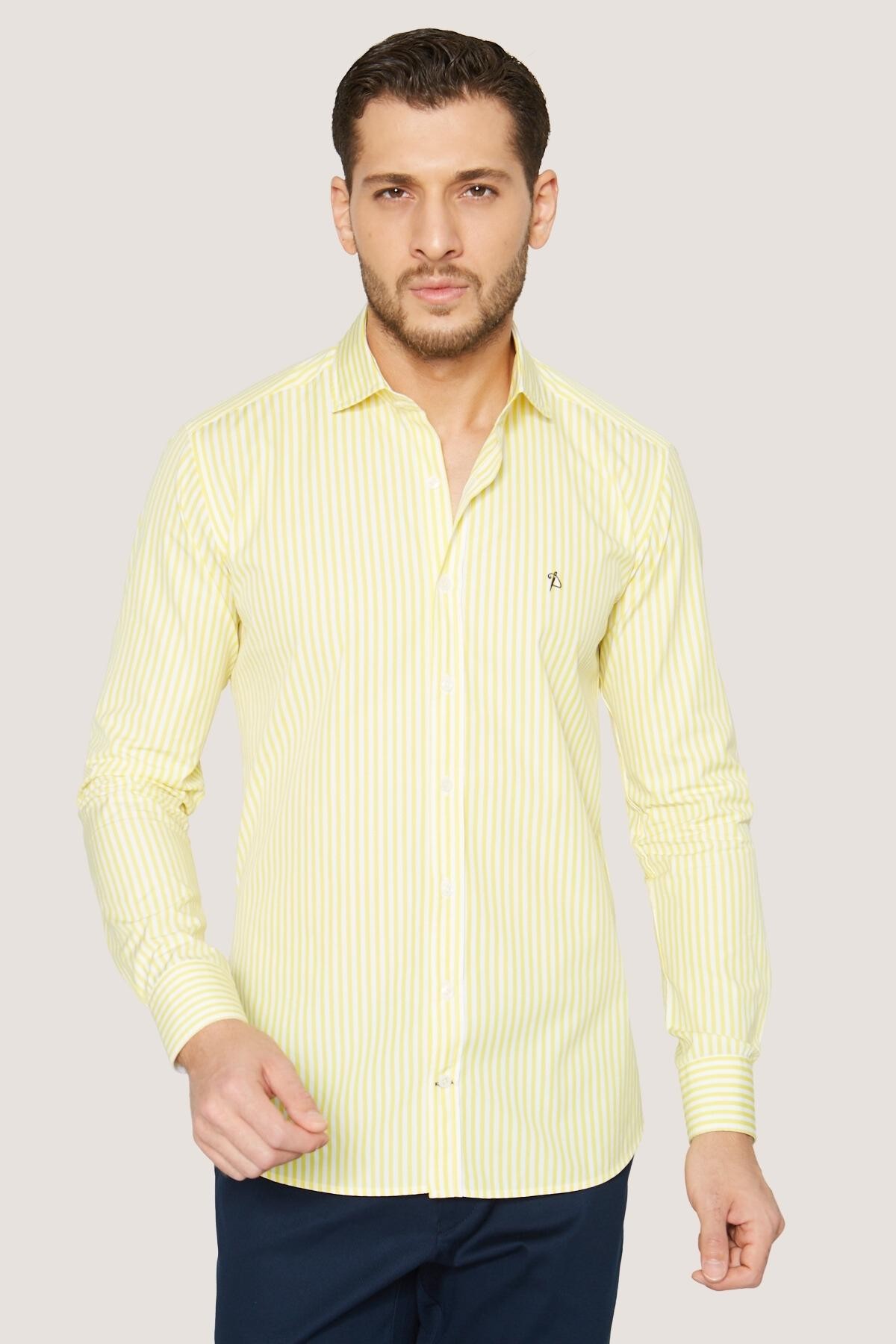 Çizgili Spor Gömlek Slim Fit