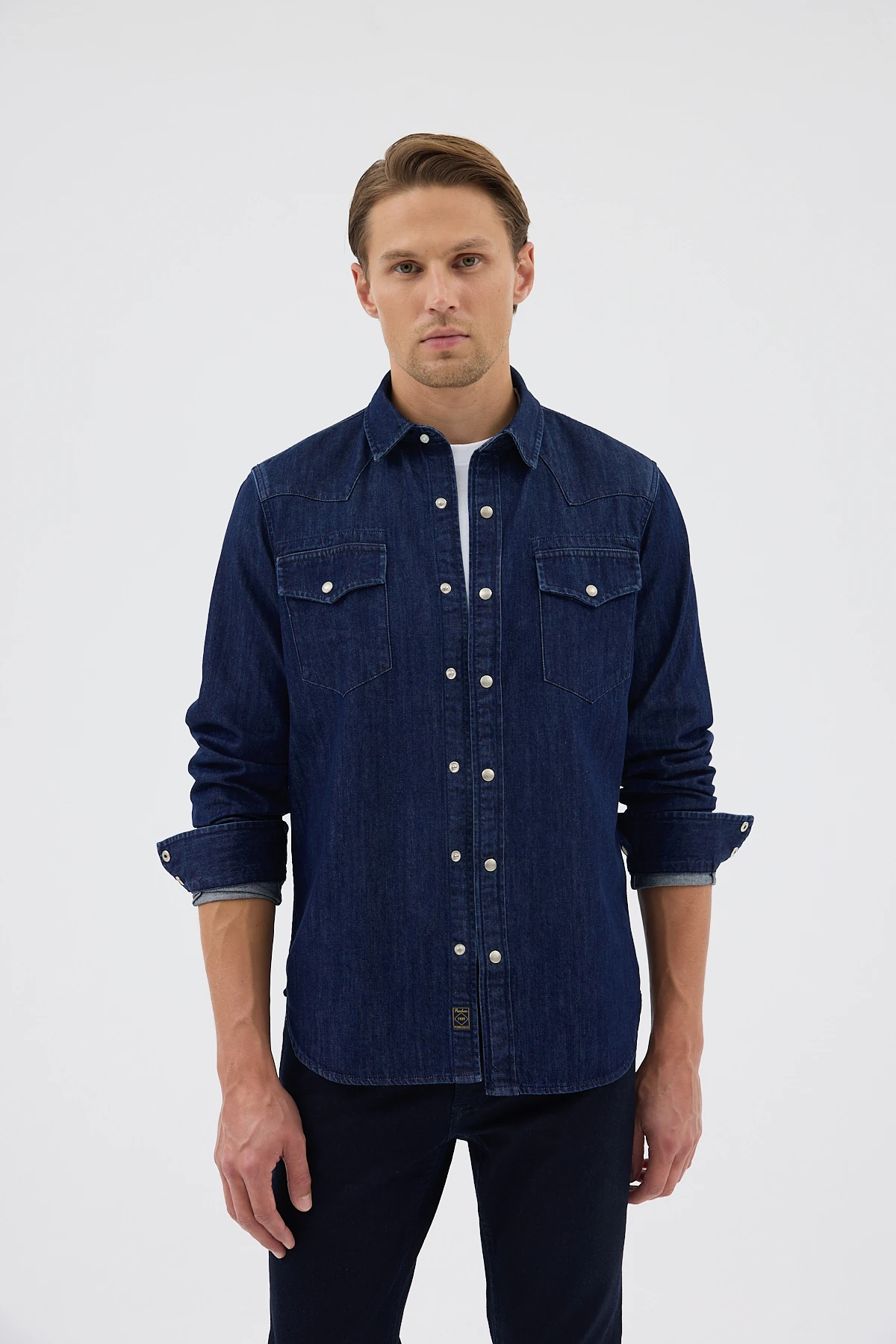 Çift Cepli Kot Gömlek - Lacivert