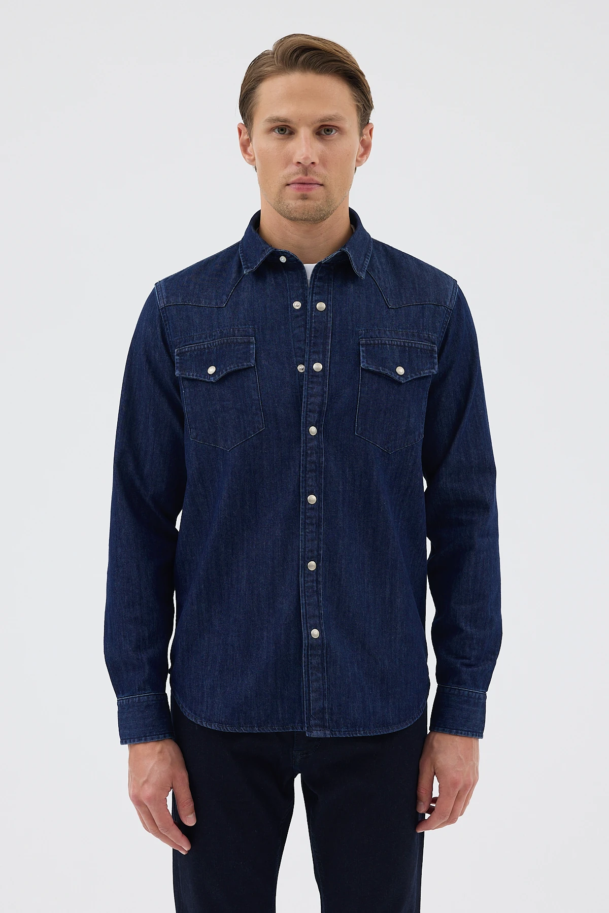 Çift Cepli Kot Gömlek - Lacivert