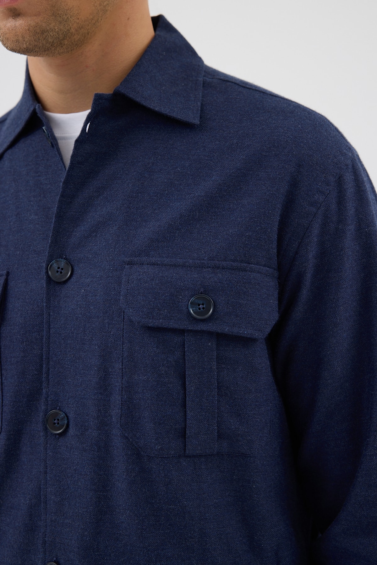 Lacivert Cepli Tailored Fit Erkek Gömlek Ceket