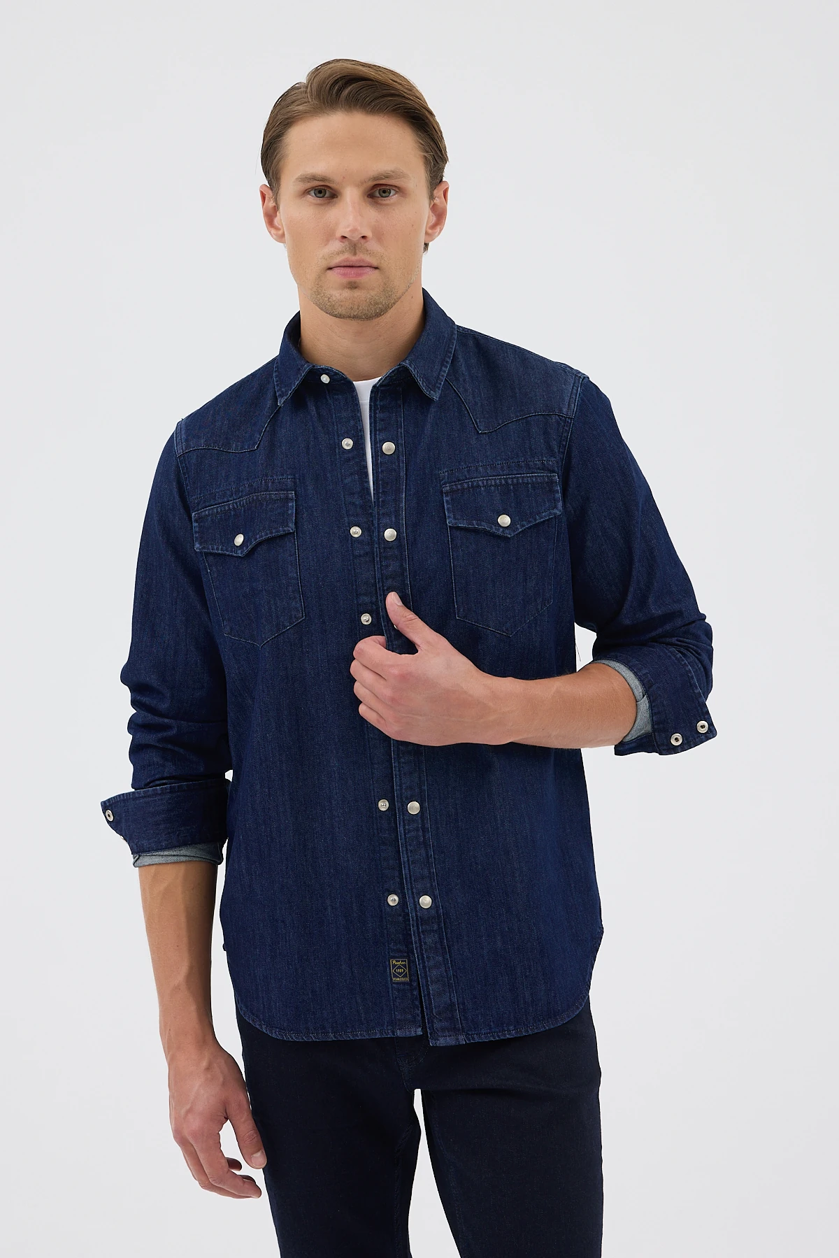 Çift Cepli Kot Gömlek - Lacivert